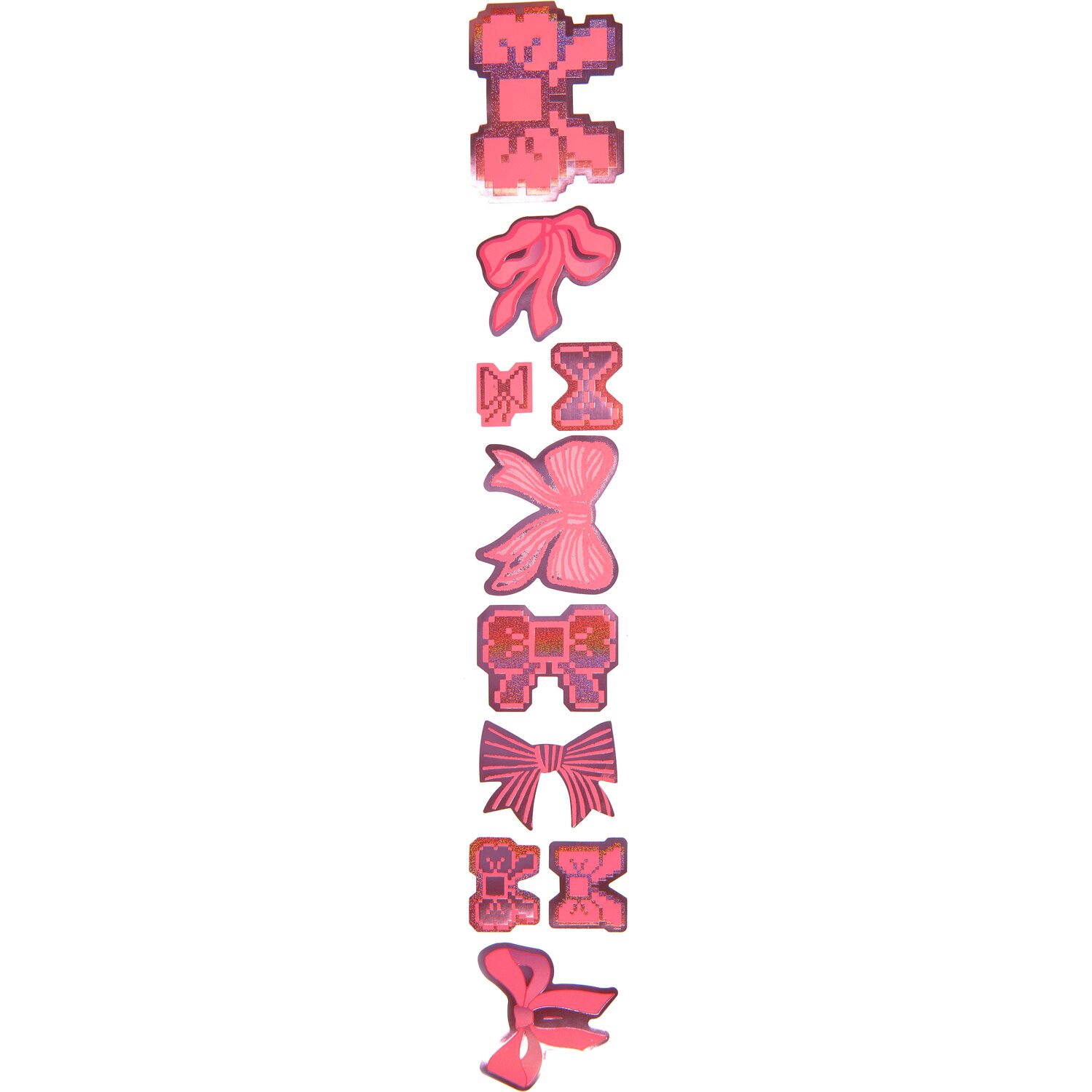 Paper Poetry Sticker Schleifen, 100 Stück, in verschiedenen Rosa- und Rottönen, ideal für kreative Bastelprojekte und Dekorationen.