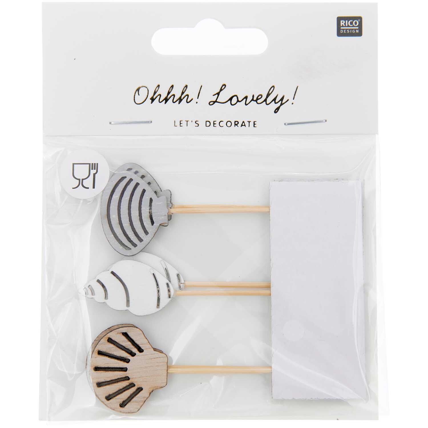Deko-Picker Muschel Mix natur 6,7-7,5cm 6 Stück von Rico Design