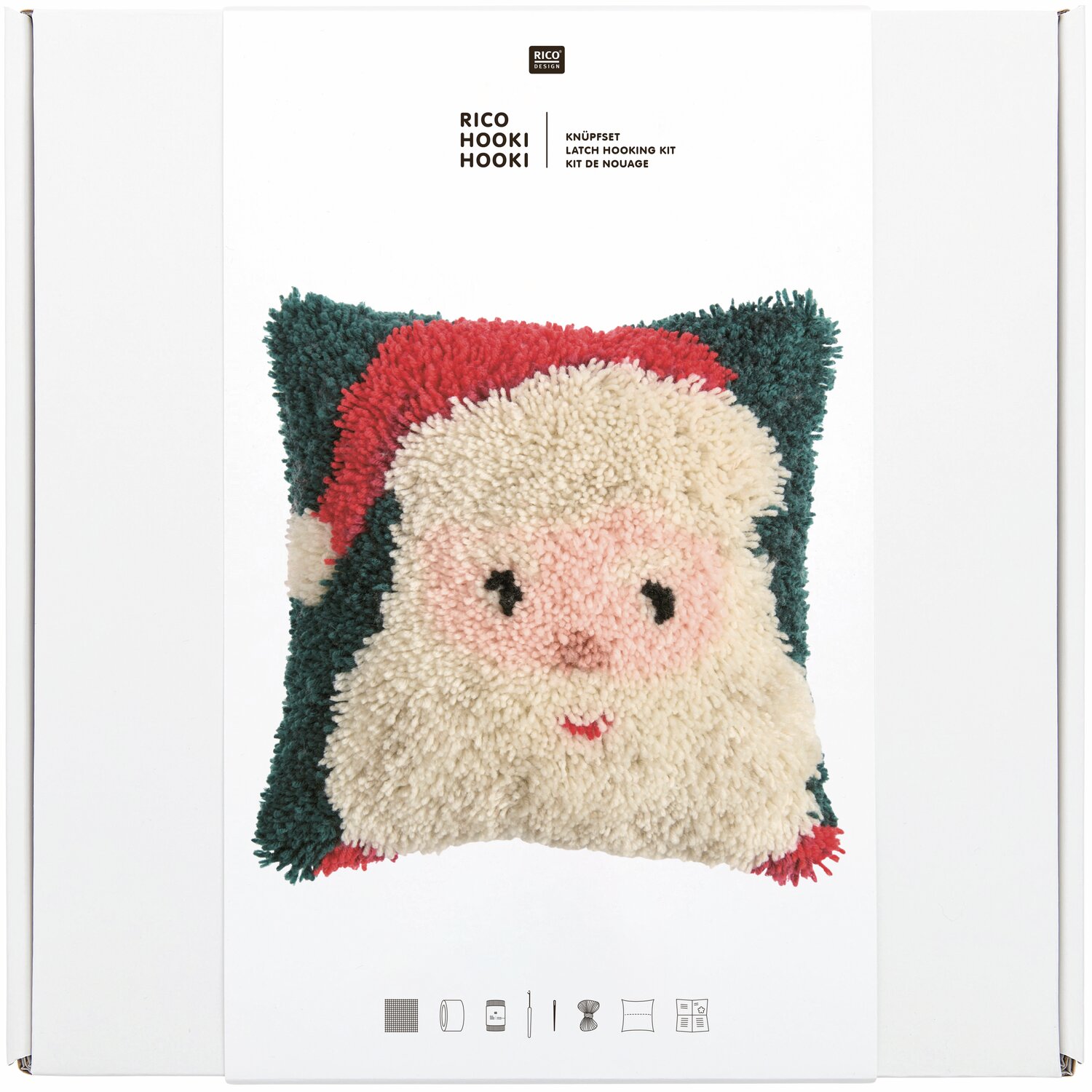 Rico Hooki Hooki Knüpfset Kissen Santa 40x40cm von Rico Design