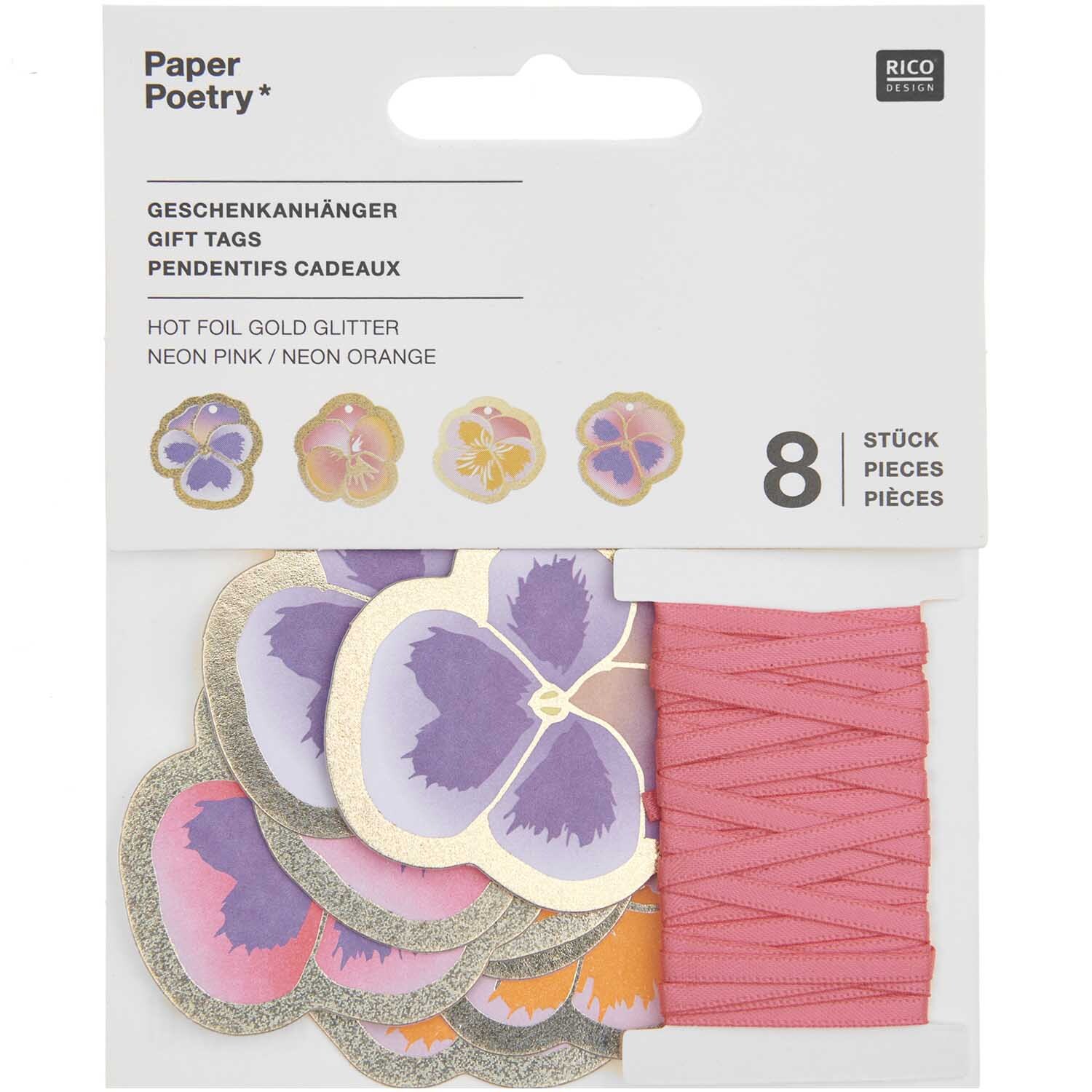 Paper Poetry Geschenkanhänger Futschikato Stiefmütterchen 8 Stück von Rico Design