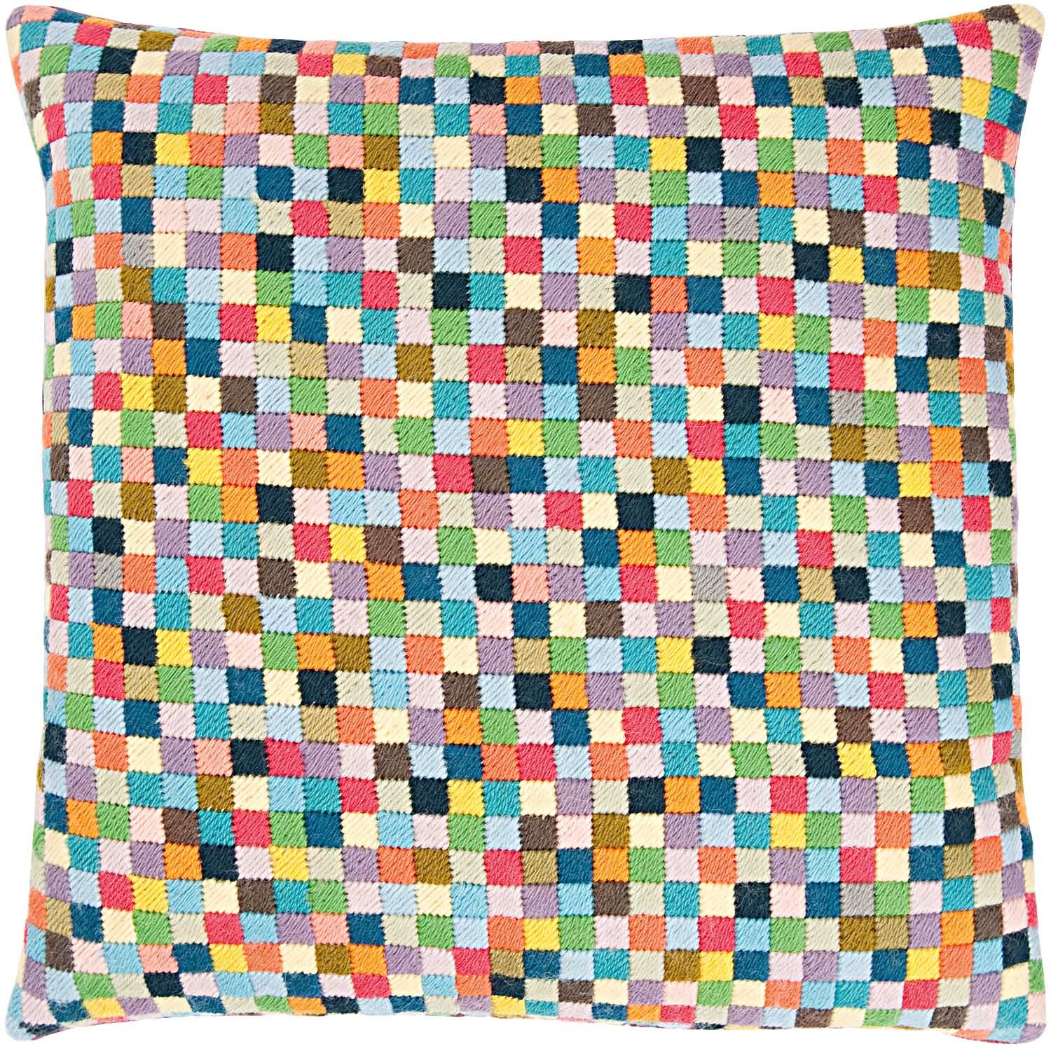 Gobelin Kissen Quadrate klein 40x40cm zum Sticken von Rico Design mit buntem, geometrischem Muster. Ideal für kreative Handarbeitsprojekte.