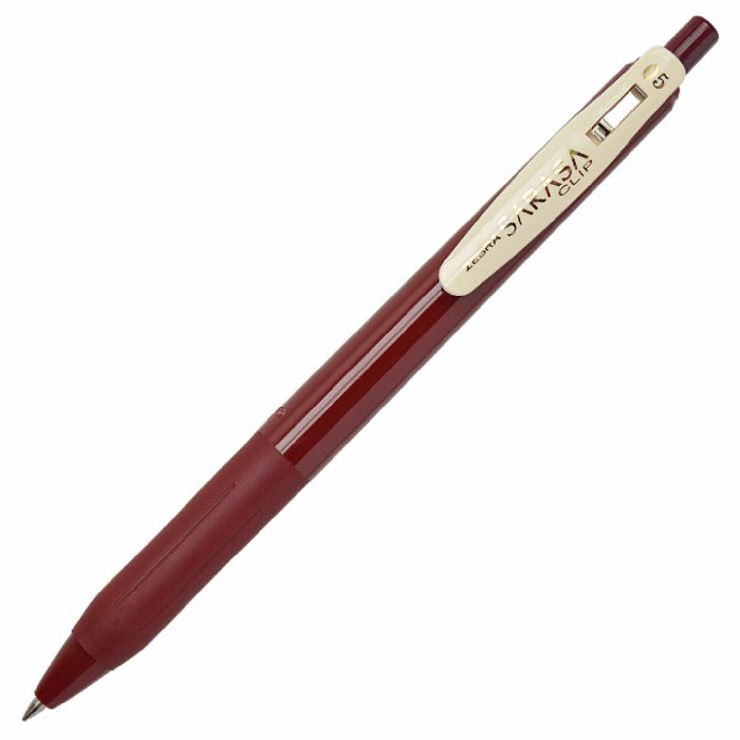 Sarasa Gel-Stift mit Clip Vintage 0,5mm in elegantem Design. Dunkelroter Stift von ZEBRA, ideal für präzises Schreiben.