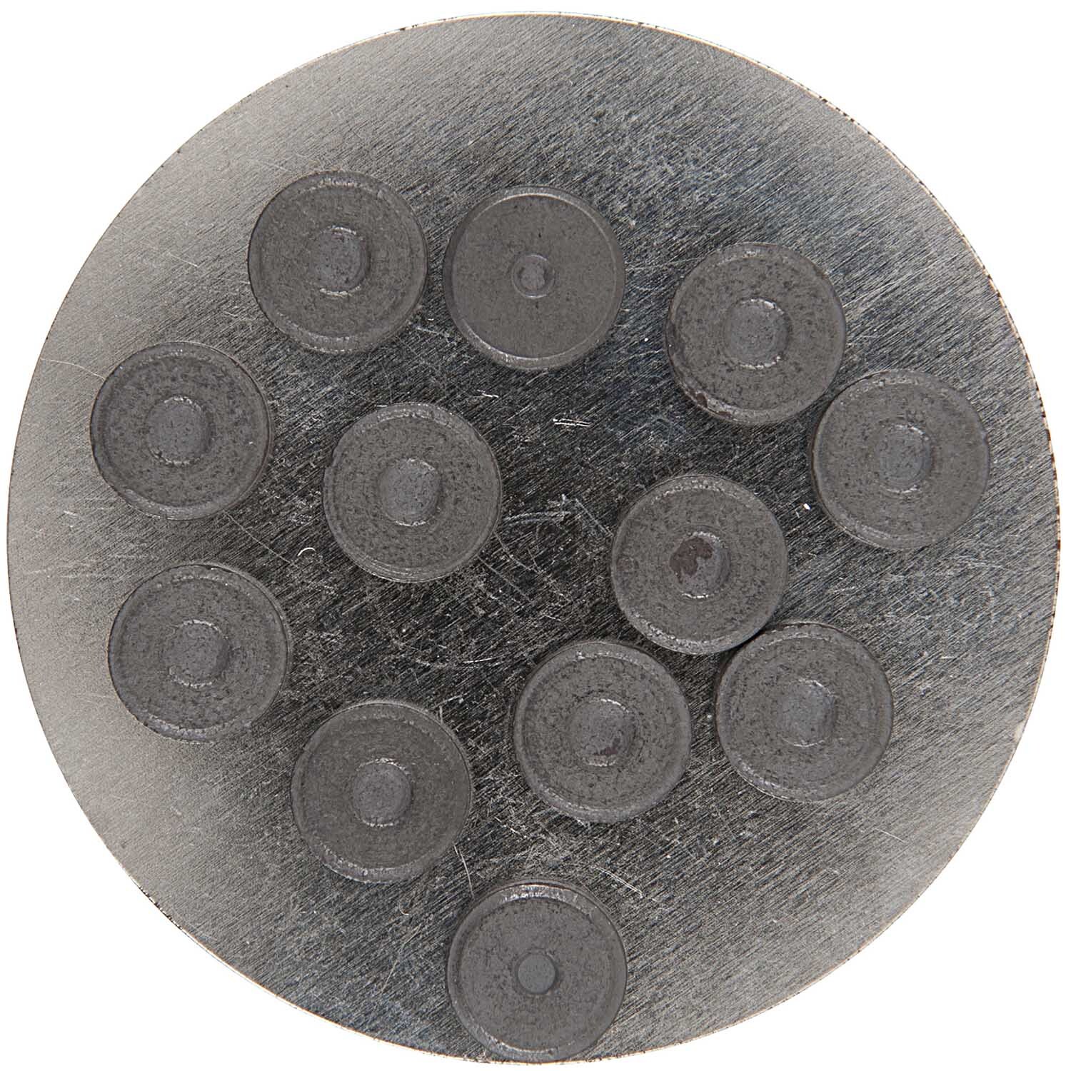 Magnete 12mm 12 Stück von Rico Design in Grau, auf einem Tisch liegend, ideal für Bürobedarf.