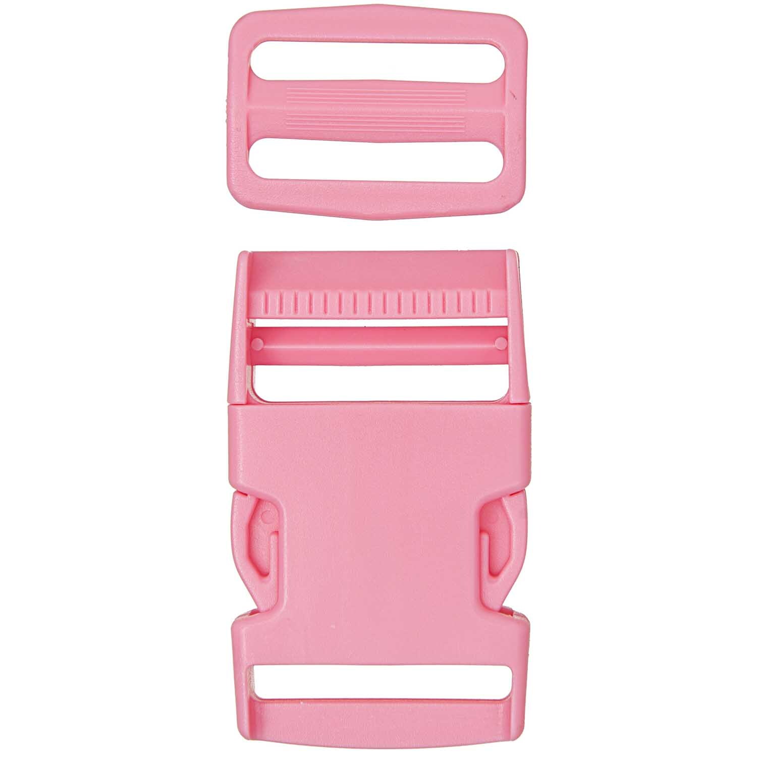 Steckverschluss mit Schnalle in Rosa von Rico Design, 40mm, bestehend aus zwei Teilen, ideal für Taschen und Rucksäcke.
