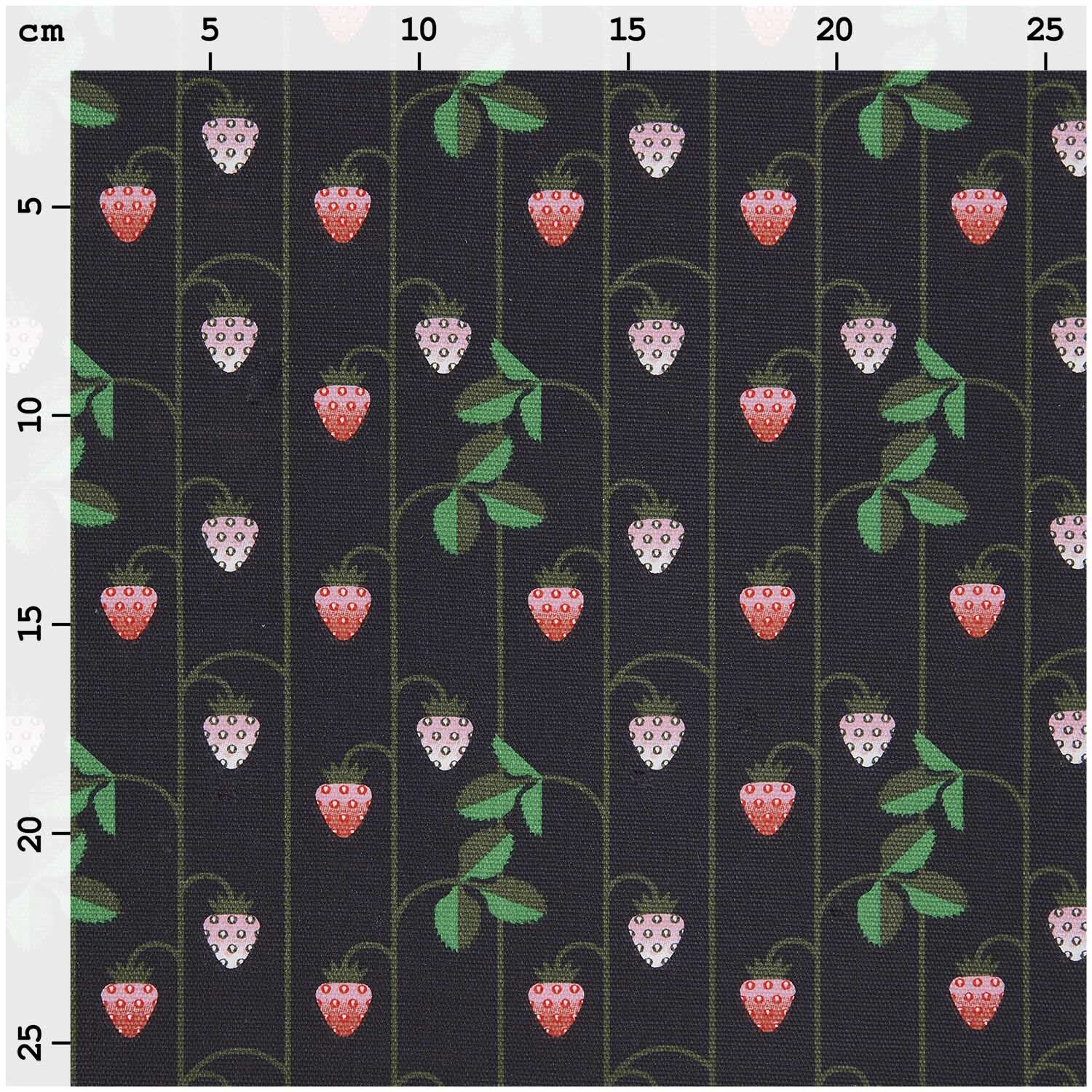 Stoffabschnitt Canvas Erdbeeren blau 50x140cm von Rico Design