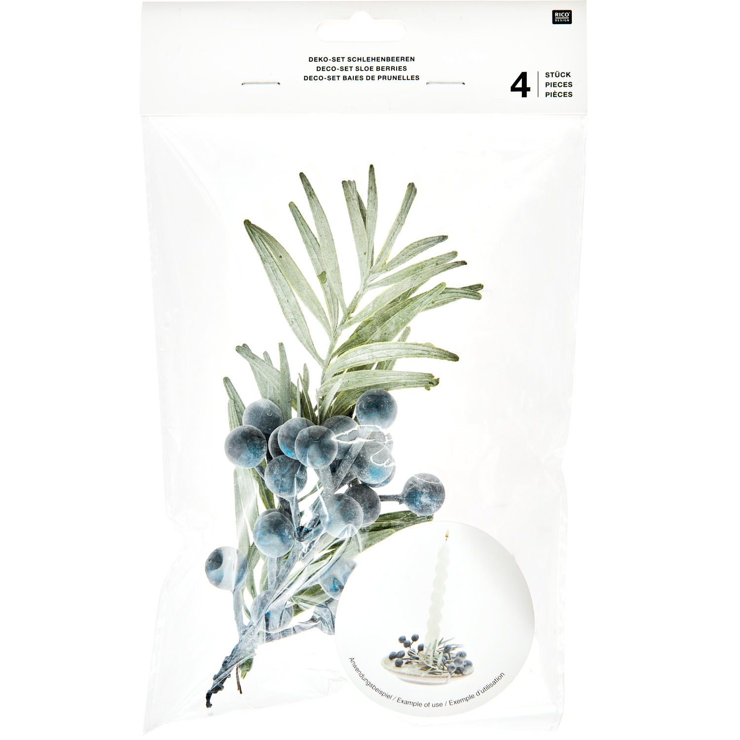 Deko-Set Schlehenbeeren/Zweige geeist Blau von Rico Design