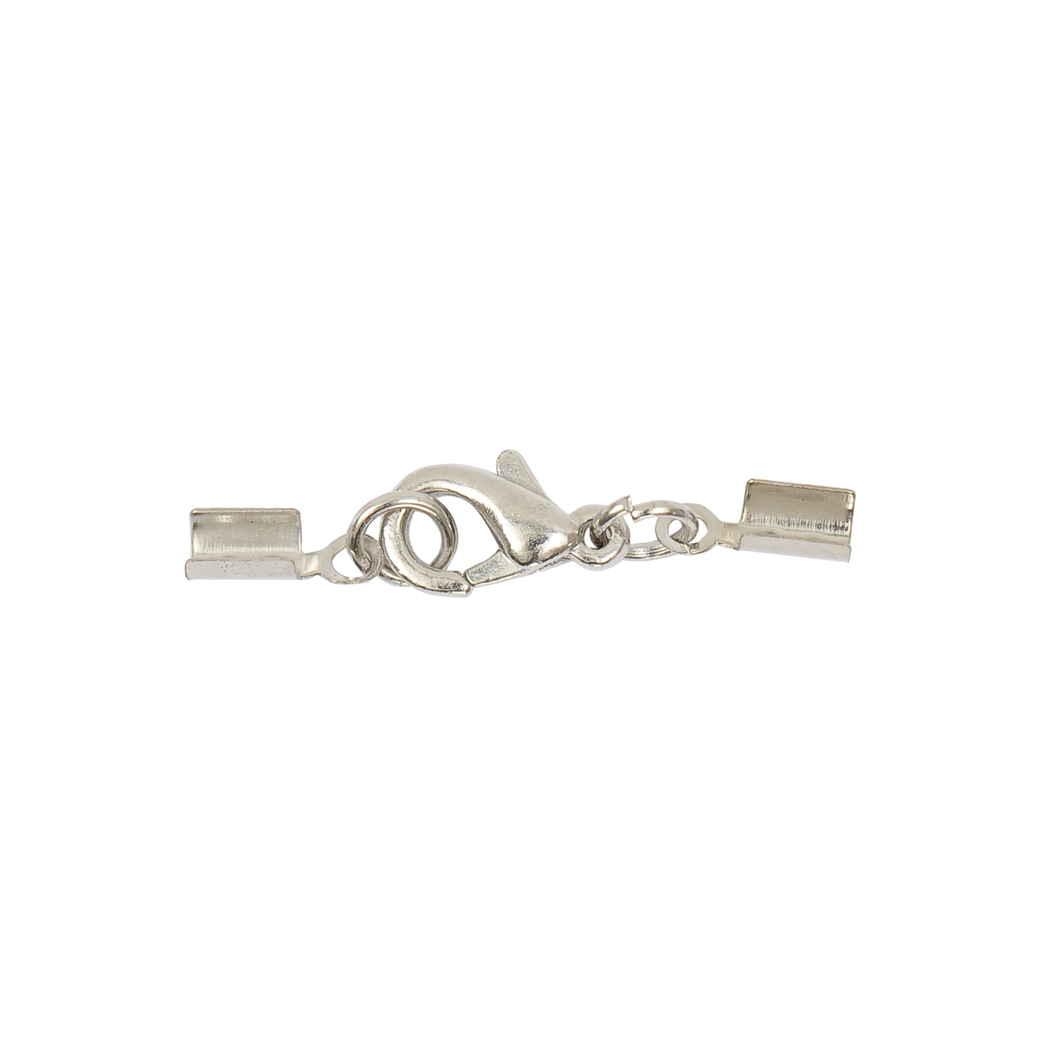Lederbandverschluss silber 2mm von Rico Design, zeigt einen eleganten silbernen Verschluss.