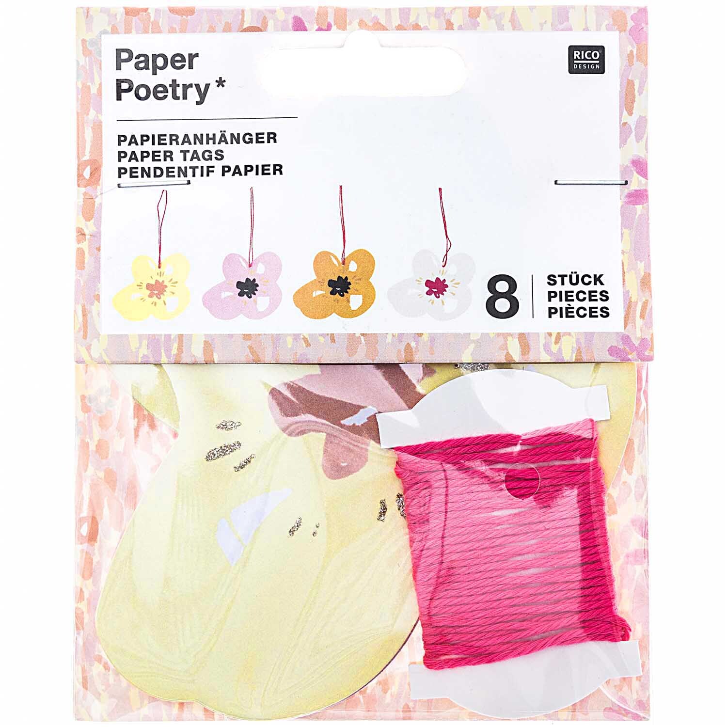 Paper Poetry Papieranhänger Crafted Nature Blumen 8 Stück von Rico Design