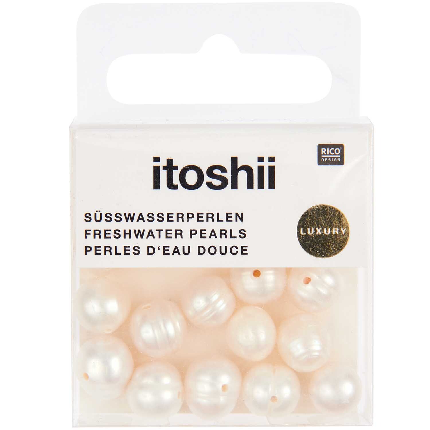 itoshii Süßwasserperlen natur ca. 9-10mm 14 Stück von Rico Design