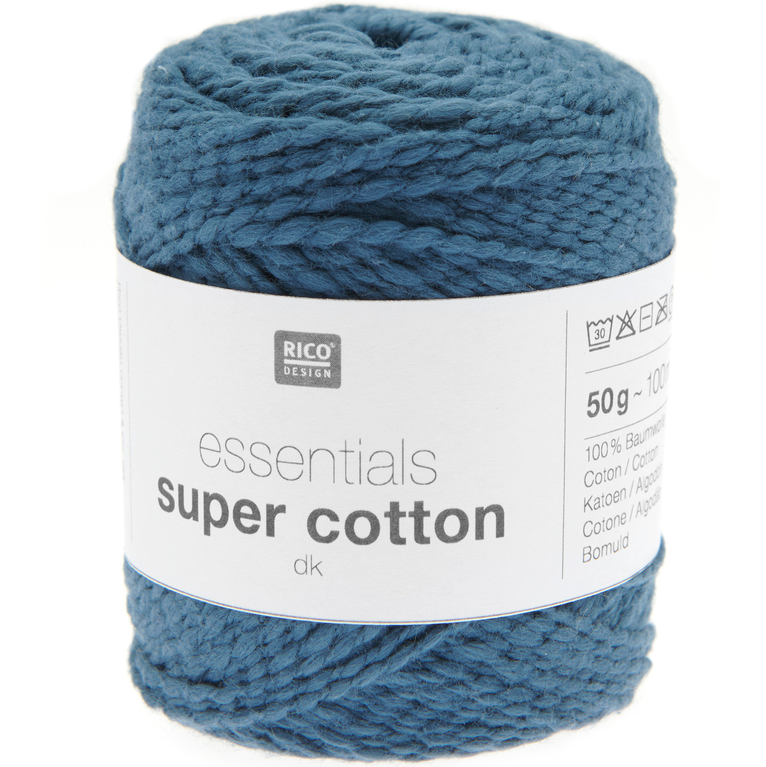 Essentials Super Cotton dk Häkelset Jacke Modell 15 in Petrol von Rico Design, 50g Garnrolle.