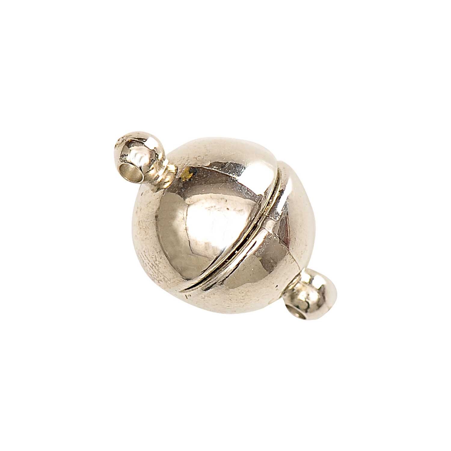 Magnetverschluß rund silber glänzend 12mm von Rico Design, ideal für Schmuckdesigns.