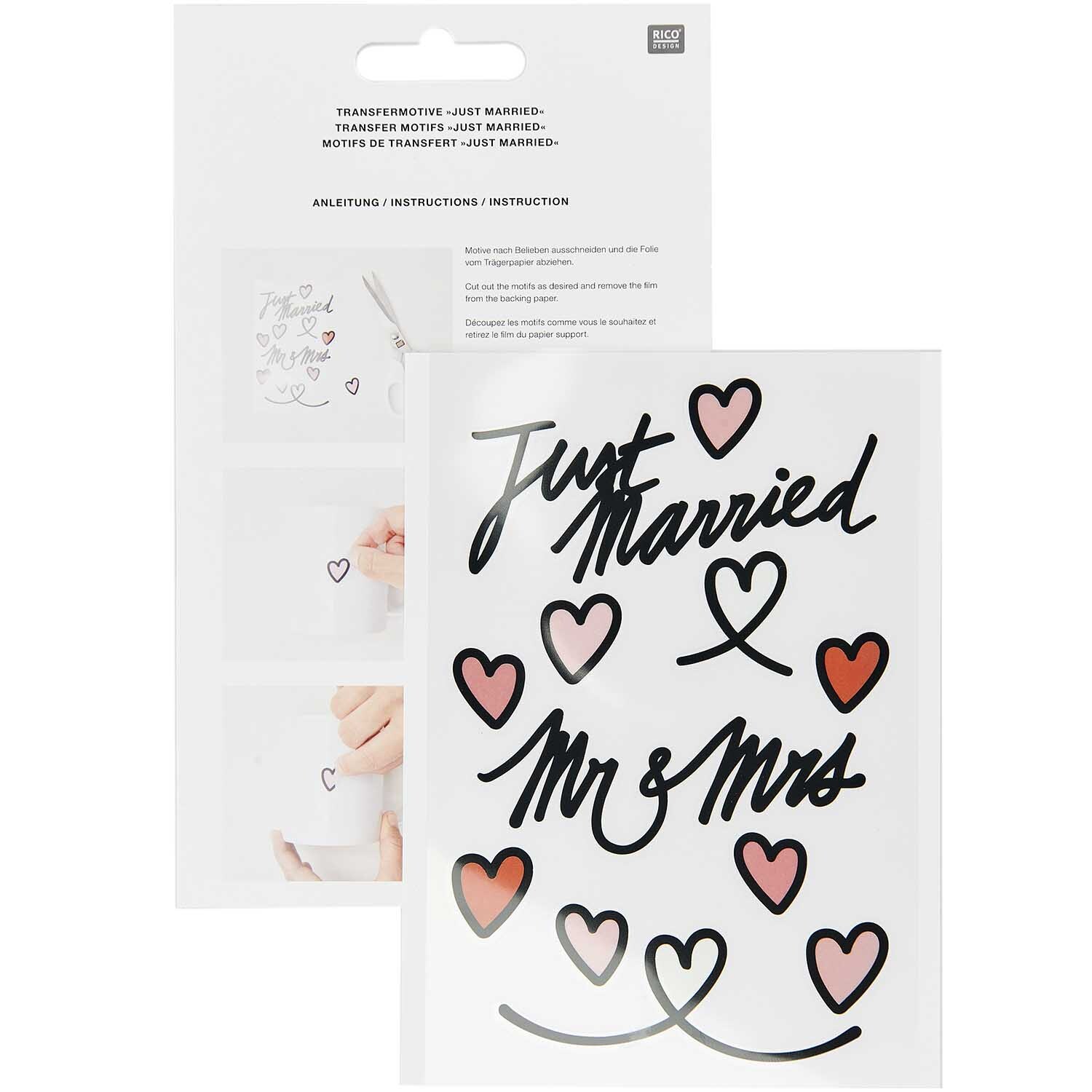 Transfermotiv Just Married 10 Stück von Rico Design