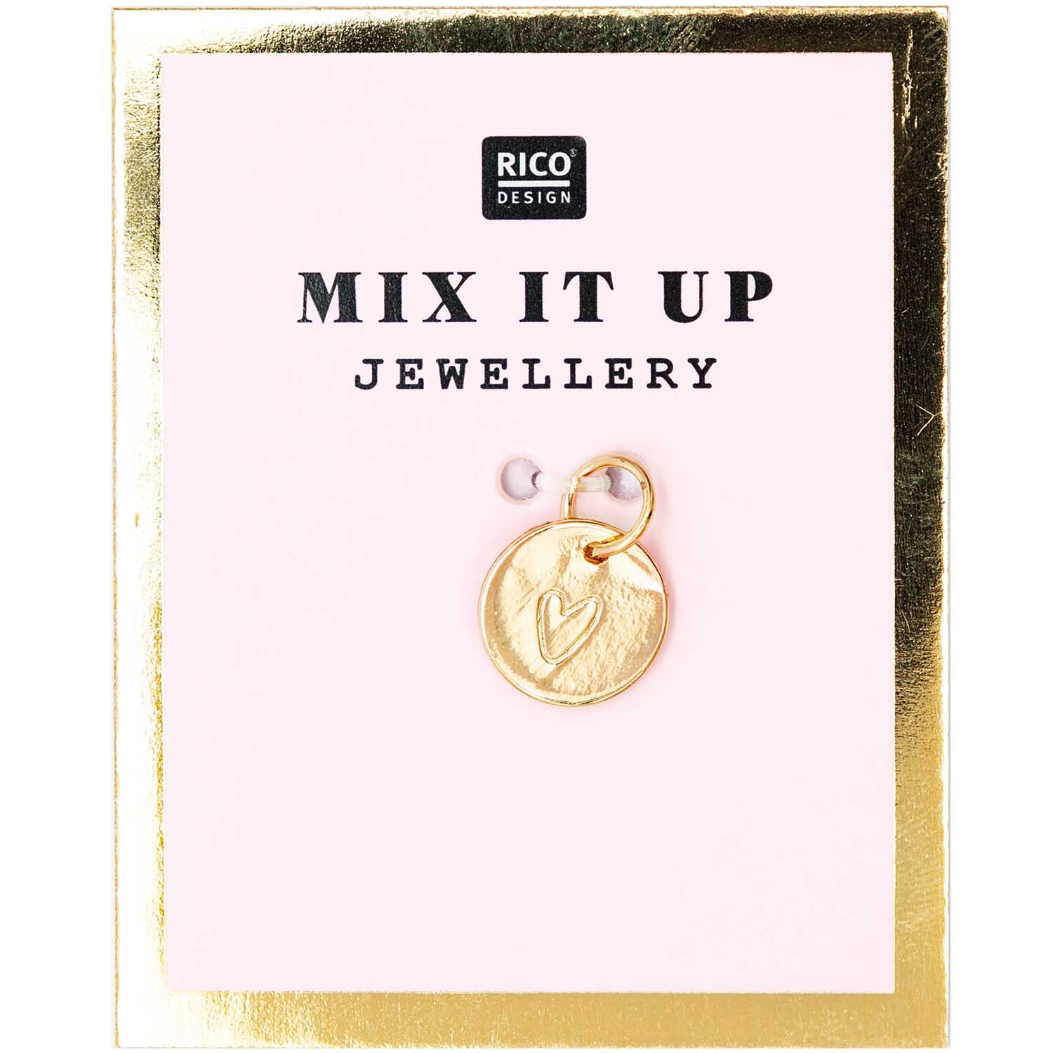 Mix it Up - Jewellery Anhänger Scheibe Herz gold 9mm von Rico Design