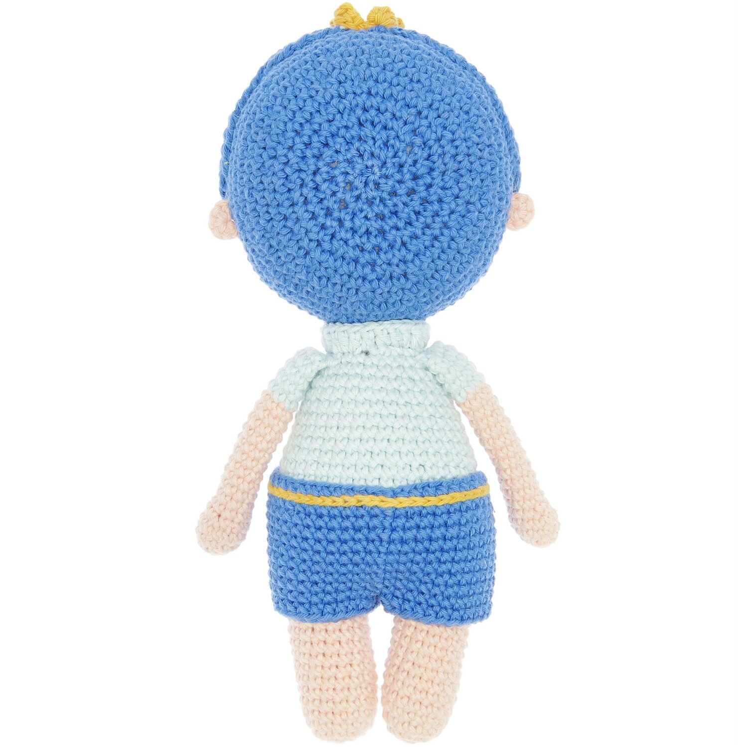 Creative Ricorumi dk Häkelpuppe in Blau und Hellblau von Rico Design, 25g, Rückansicht.