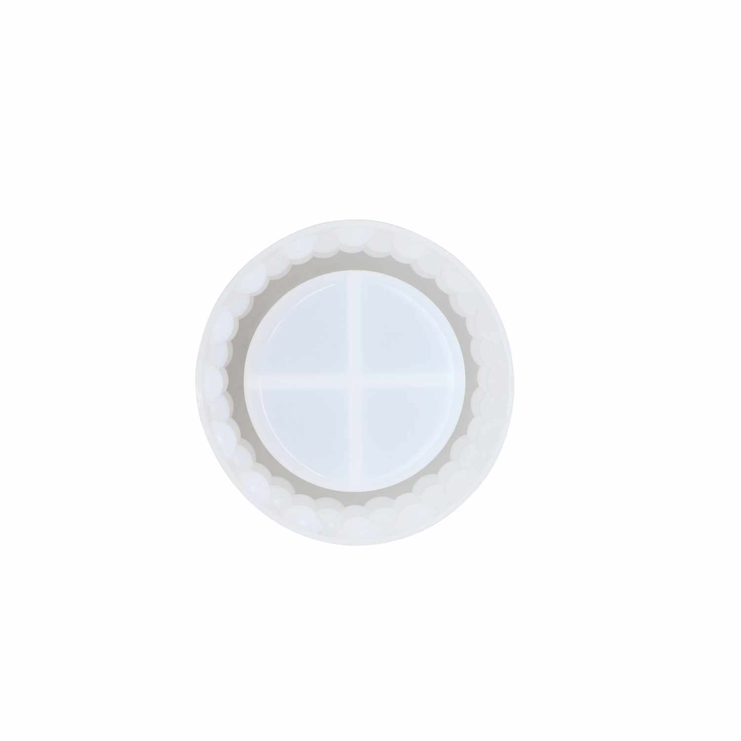 Silikonform rund für Teelichter von Glorex, weiß. Die Form hat ein schlichtes, kreisförmiges Design.