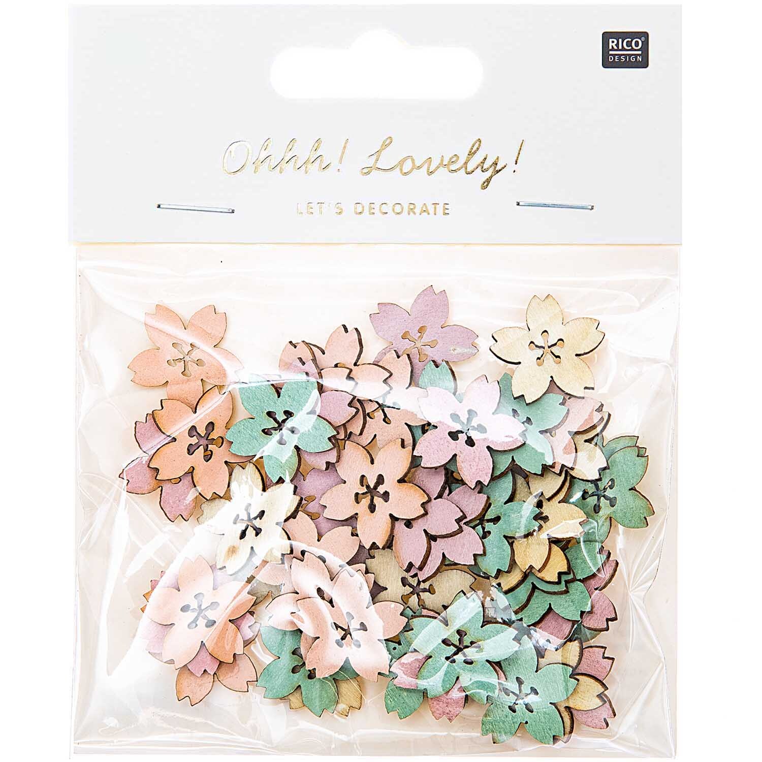 Holzstreu Blüte pastell Mix 48 Stück von Rico Design