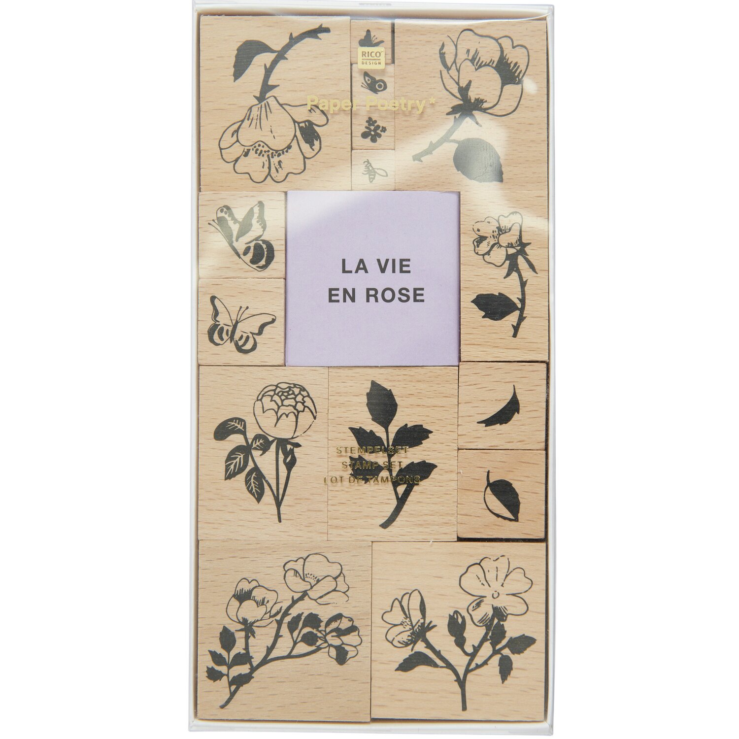 Paper Poetry Stempelset La Vie en Rose Roses 16-teilig von Rico Design