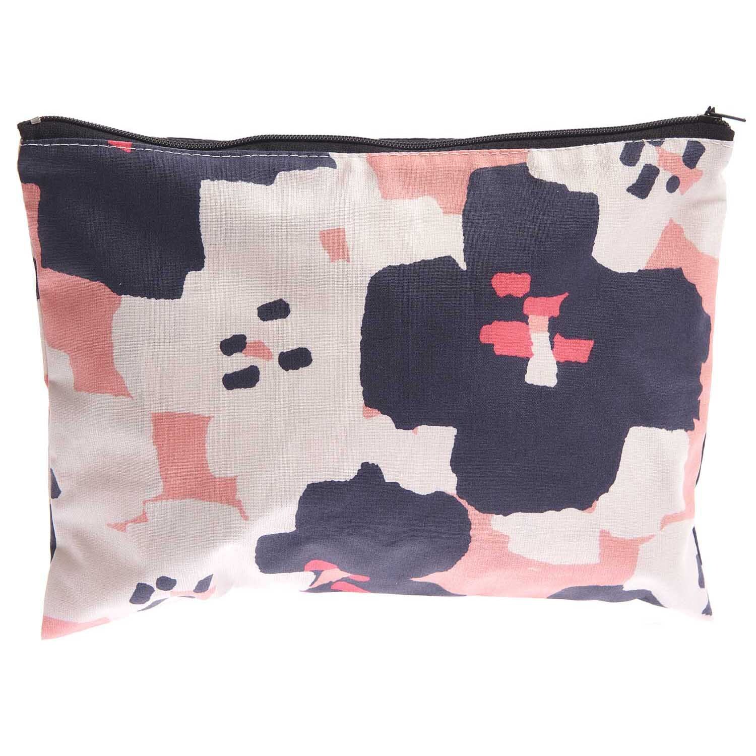 Pouch Okina Hana pfirsich 17x23cm mit floralem Muster in Dunkelblau und Rosa von Rico Design.