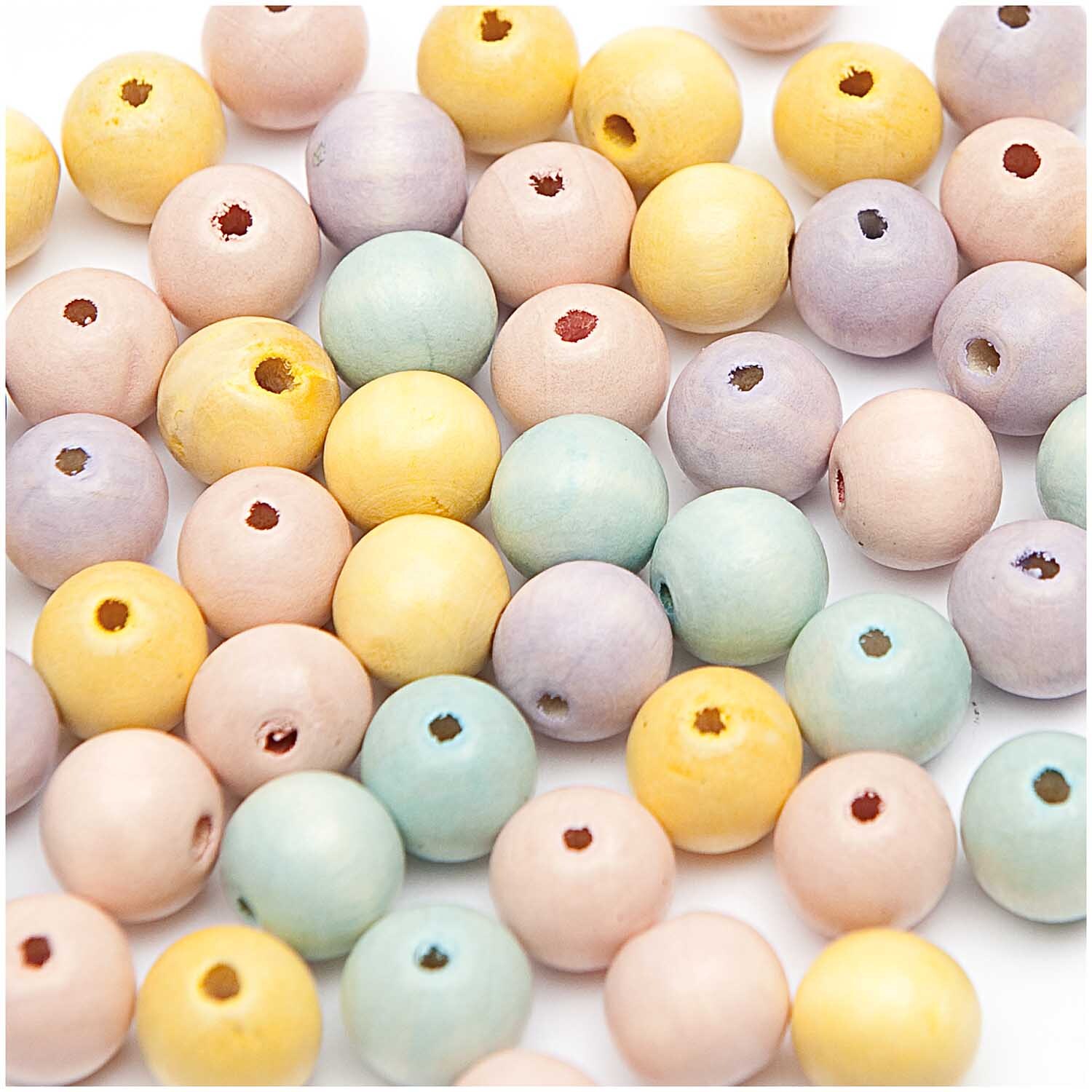 Holz-Perlen pastell Mix von Rico Design: Bunte, pastellfarbene Holzperlen in verschiedenen Tönen. Ideal für kreative Bastelprojekte.