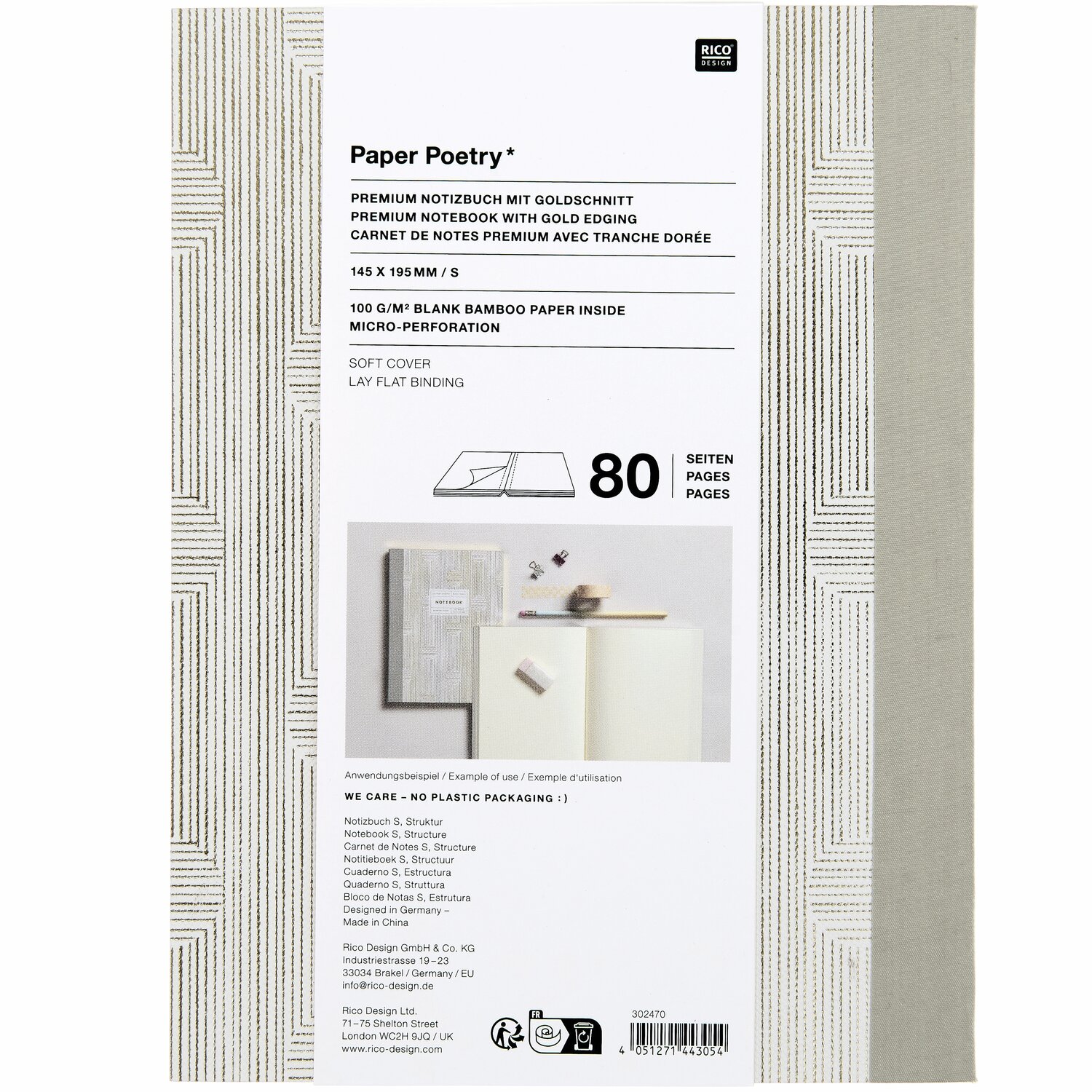 Paper Poetry Notizbuch S Struktur 80 Seiten 100g/m² von Rico Design