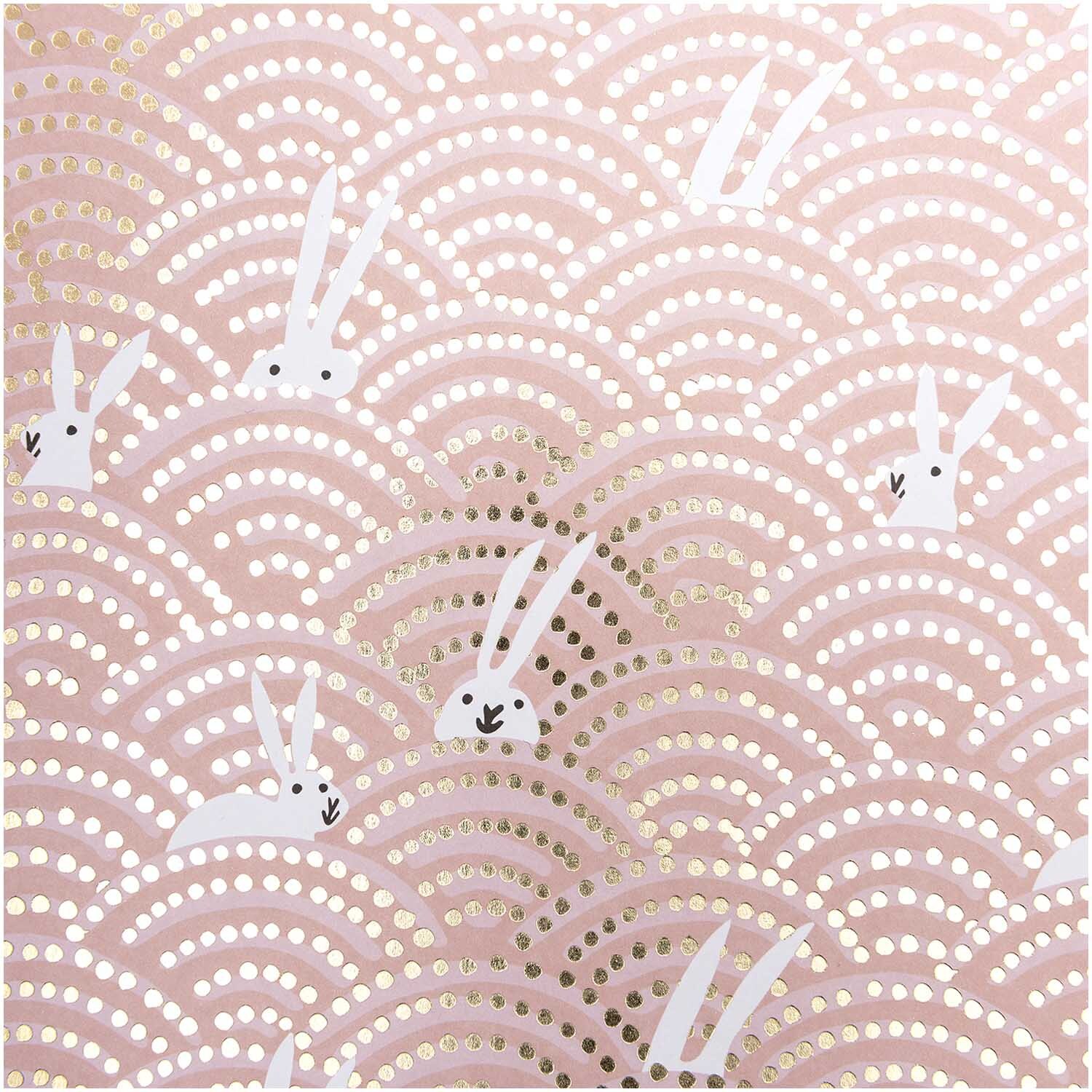 Paper Poetry Motivkarton Bunny Hop Hasen im Feld rosa 50x70cm von Rico Design