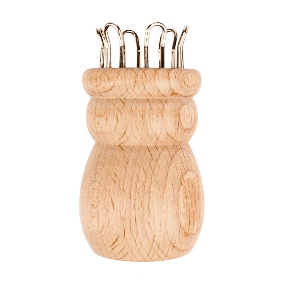 Strickliesel für Ricorumi, Rico Design, Holzstrickpuppe in naturbraun mit Metallhaken, ideal zum Anfertigen feiner Strickschnüre und kreativer DIY-Projekte