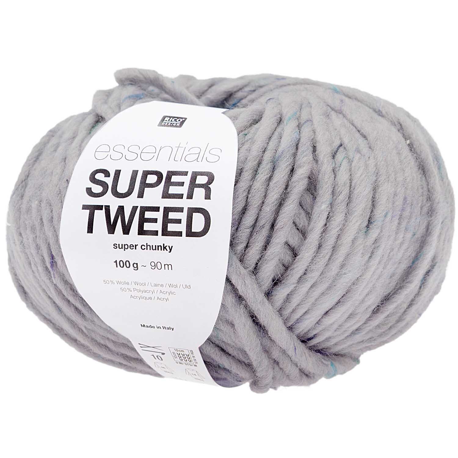 Essentials Super Tweed super chunky von Rico Design in Flieder, 100g 90m, weiches Garnknäuel.