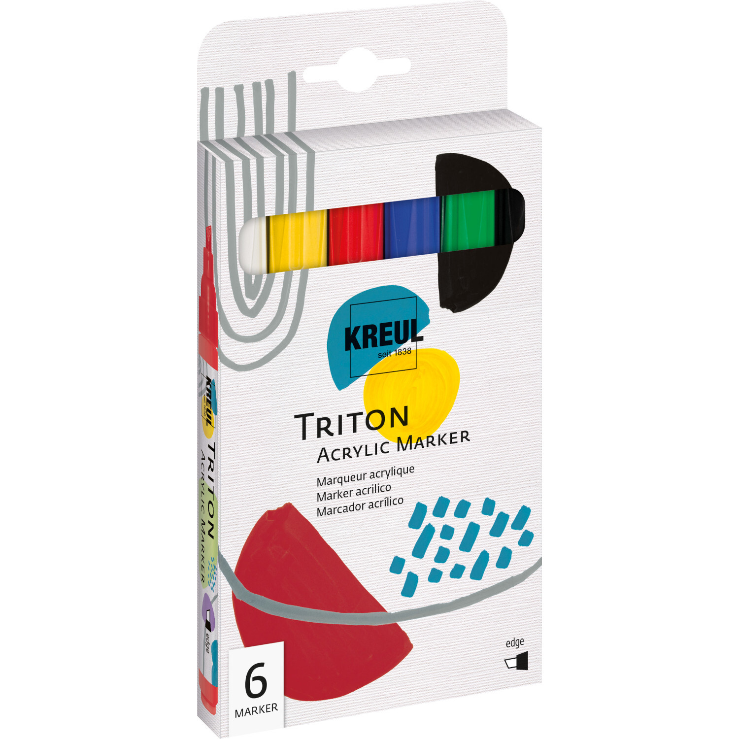 TRITON Acrylic Paint Marker 1-4mm, 6-teilig, in bunter Verpackung von KREUL, ideal für kreative Projekte.