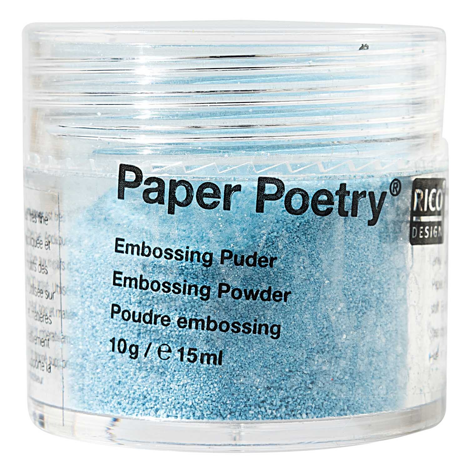 Paper Poetry Embossingpuder in türkis perlmutt von Rico Design, 10g Dose, ideal für kreative Projekte.