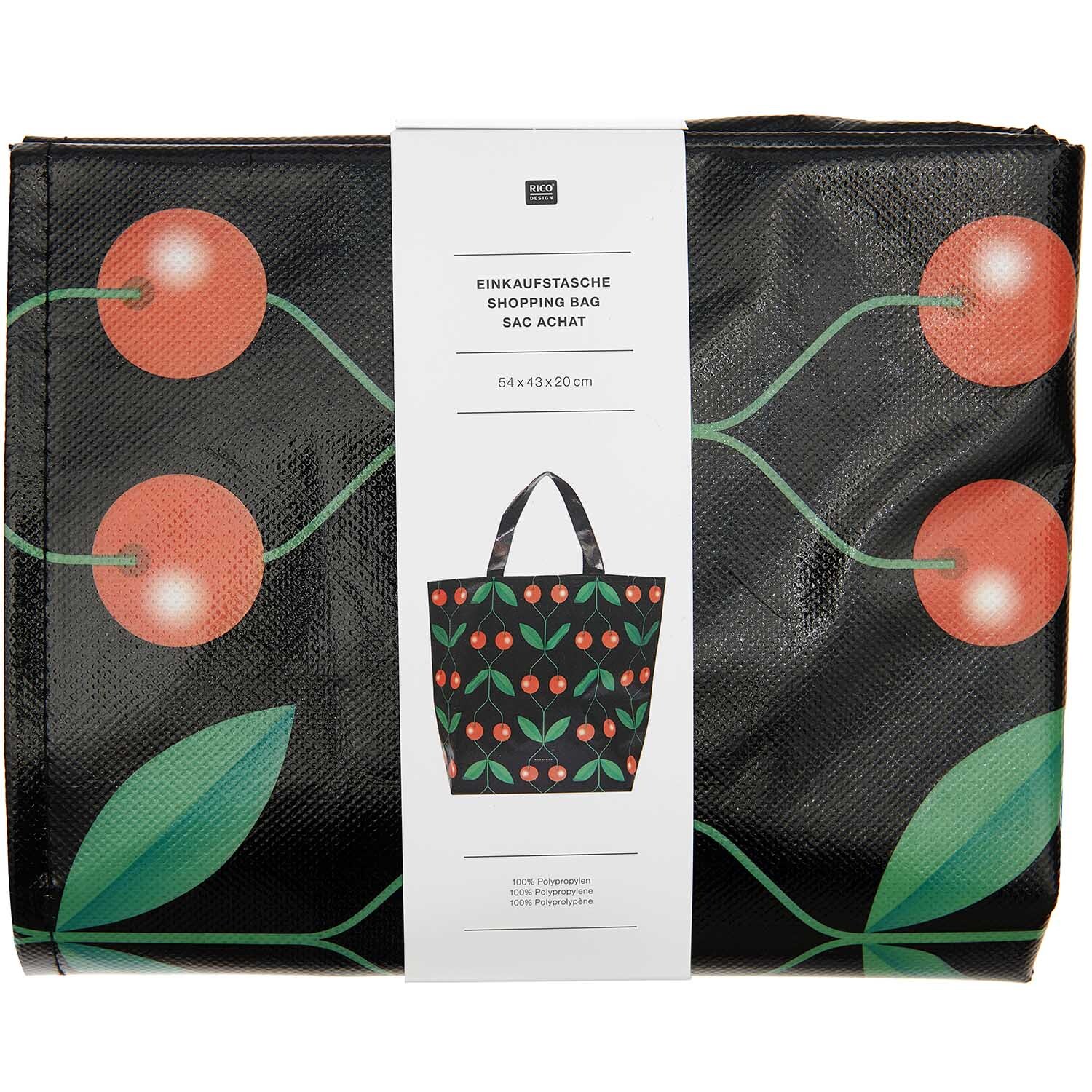 Paper Poetry Shopper Kirschen schwarz 54x43x20cm von Rico Design