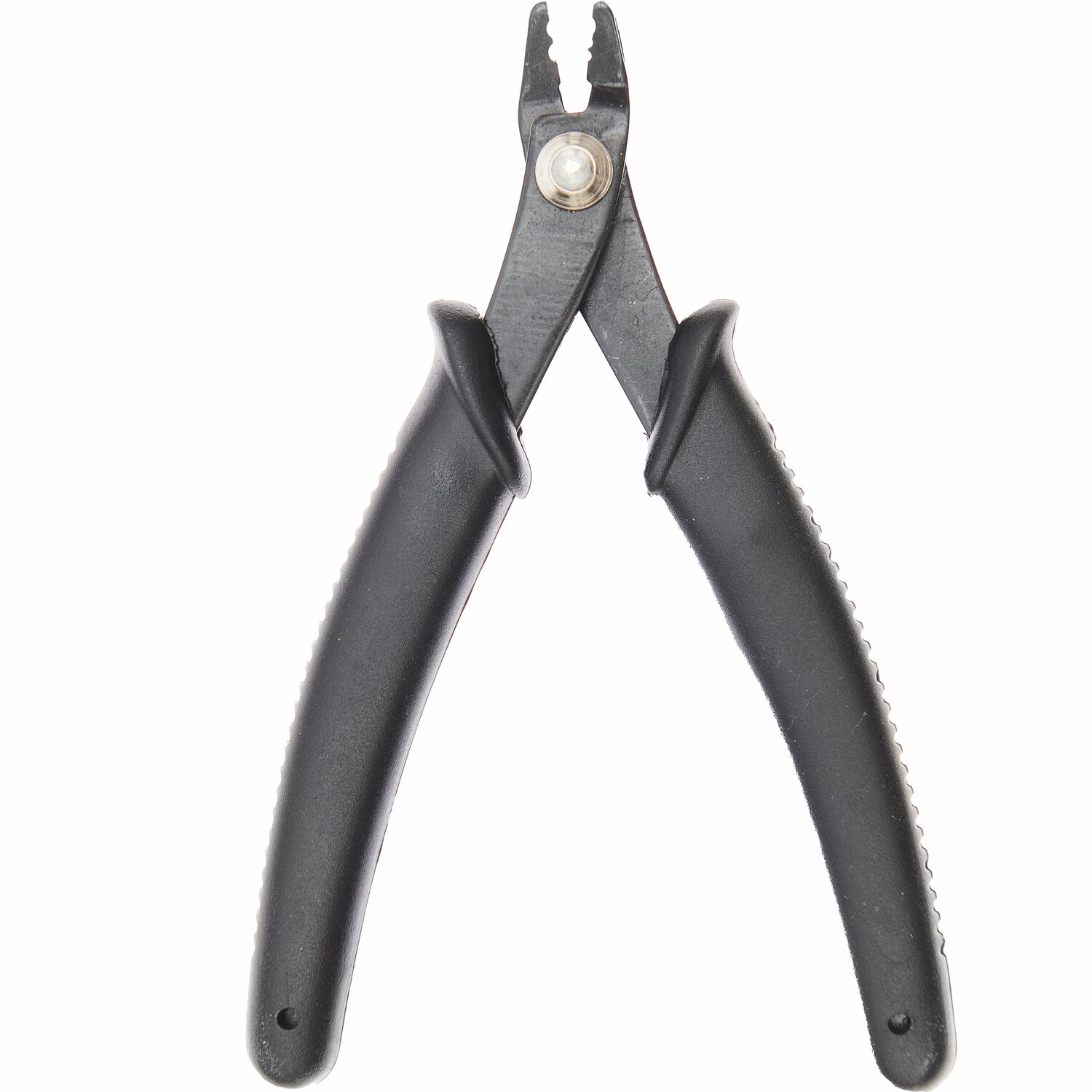 Quetschperlenzange blau 12,5x7cm mit ergonomischen Griffen, ideal für präzises Arbeiten.