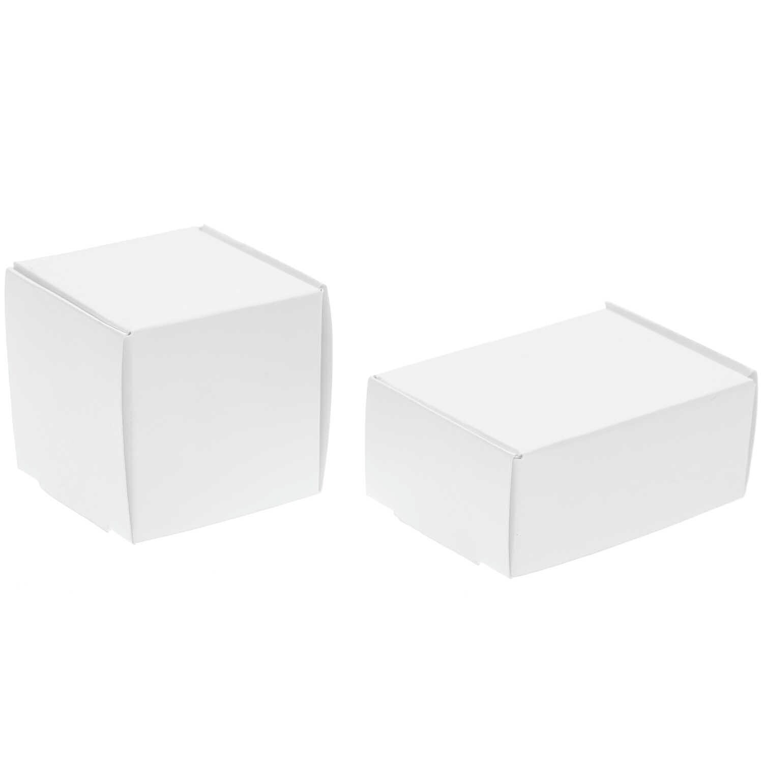 Miniatur Geschenkschachteln 6 Stück von Rico Design, zwei weiße Boxen auf weißem Hintergrund.