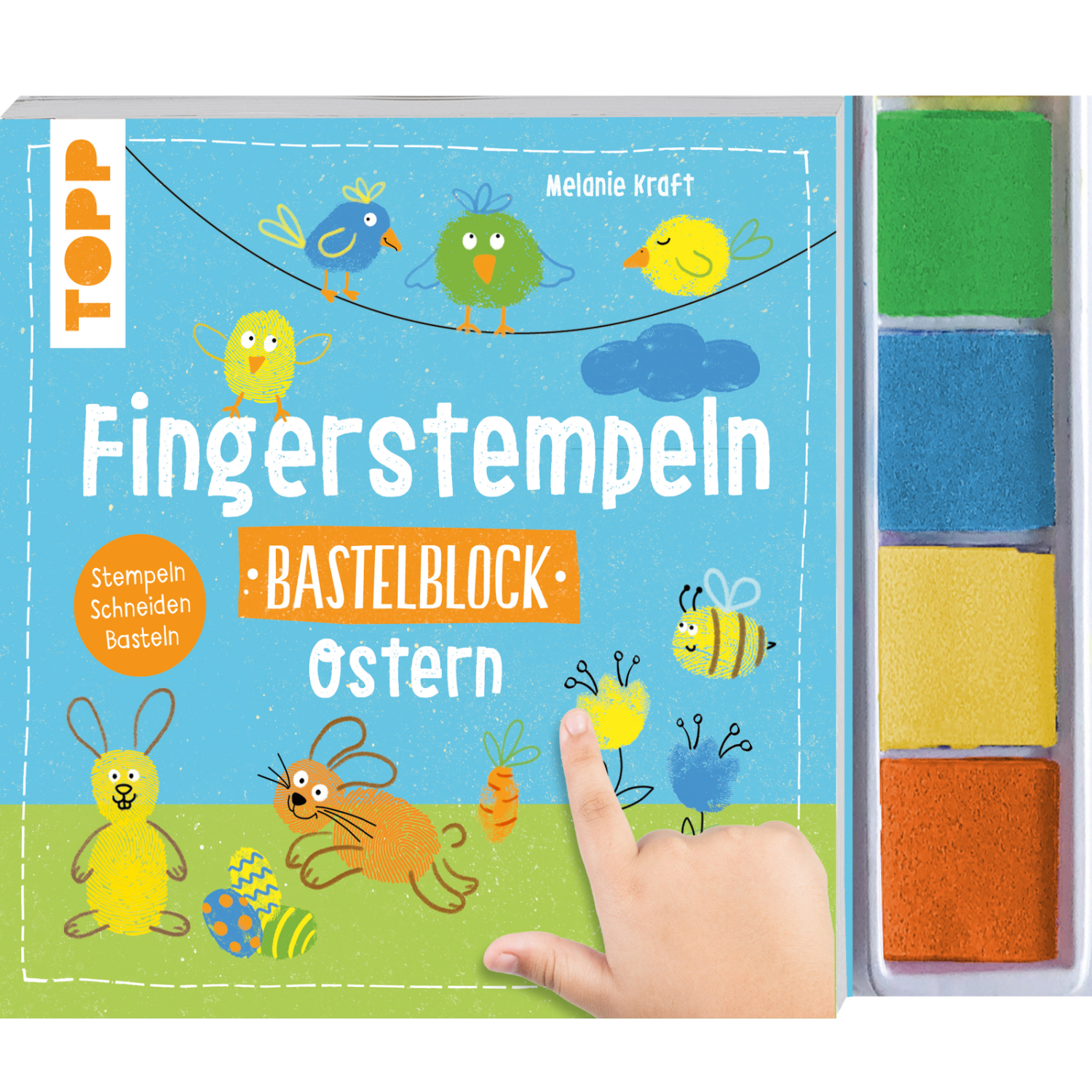 Fingerstempeln Bastelblock: Buntes Set von TOPP für kreative Osterprojekte mit Stempeln.