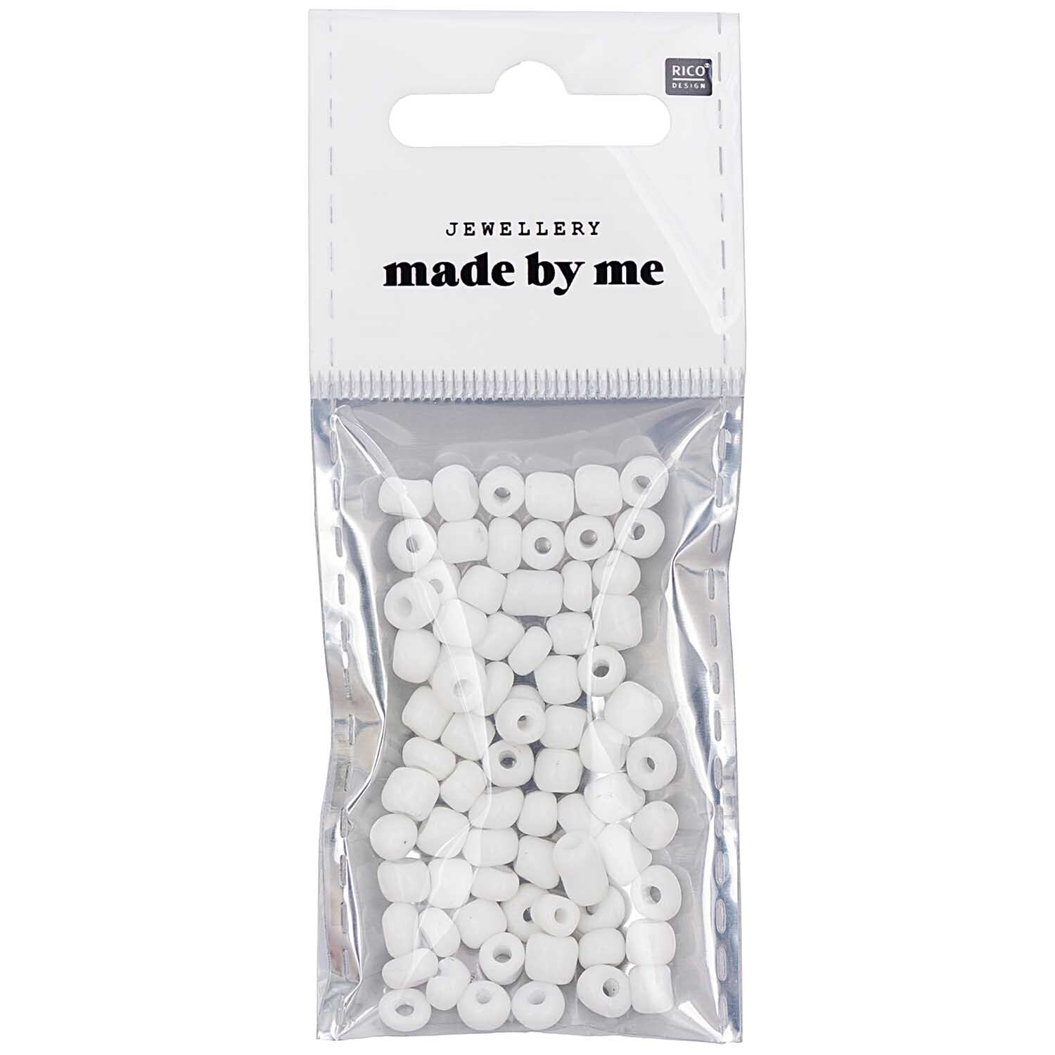 Keramik-Perlen natur 5mm 12g Farbe Weiß von Rico Design