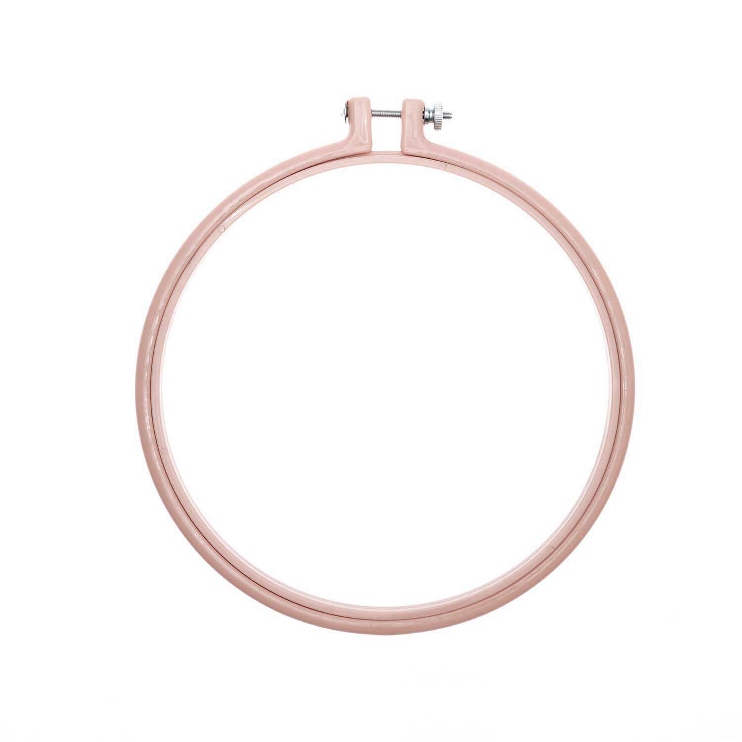 Stickring aus Kunststoff puder 17,8cm von Rico Design in Rosa, ideal für Stickarbeiten.