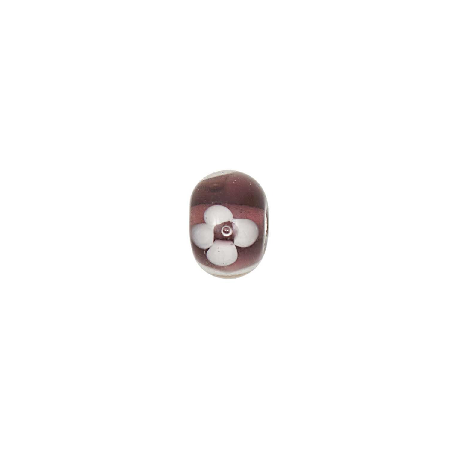 Kugel Glas brombeer-weiß 10mm 5 Stück: Glasperle mit floralem Muster in Brombeer und Weiß von Rico Design. Ideal für Schmuckherstellung.