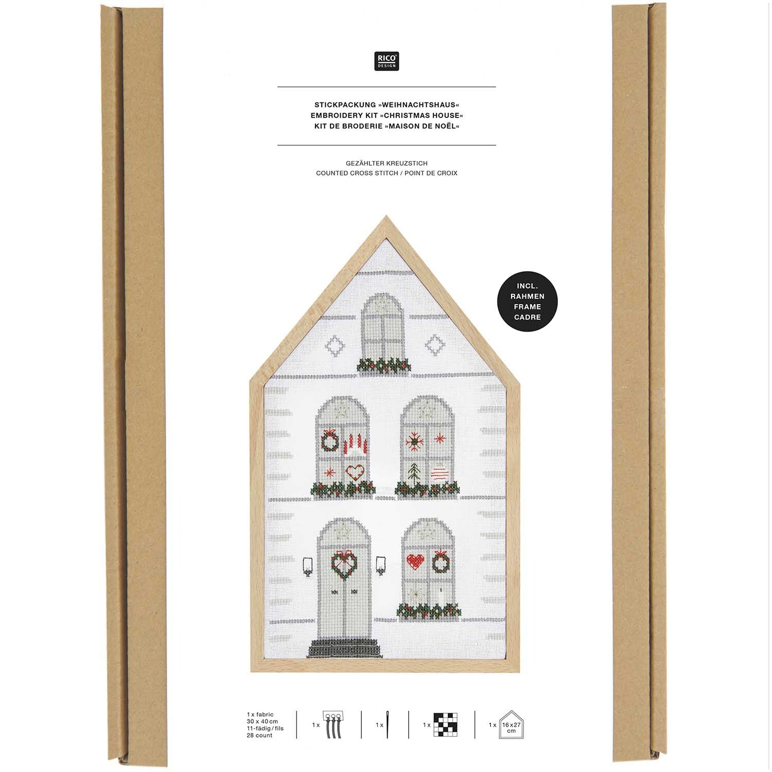Stickpackung Haus groß 16x27cm von Rico Design