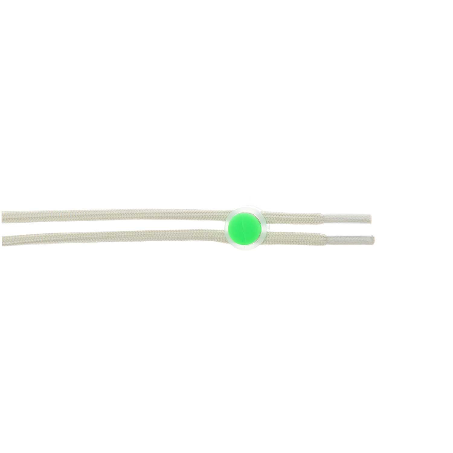 Itoshii - Ponii Beads Verschlüsse neon, 14x9mm, 6 Stück. Bild zeigt grünen Verschluss auf weißen Schnüren. Ideal für DIY-Projekte.