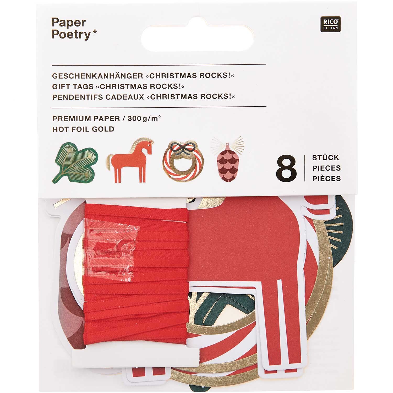 Paper Poetry Geschenkanhänger Christmas Rocks! 8 Stück von Rico Design