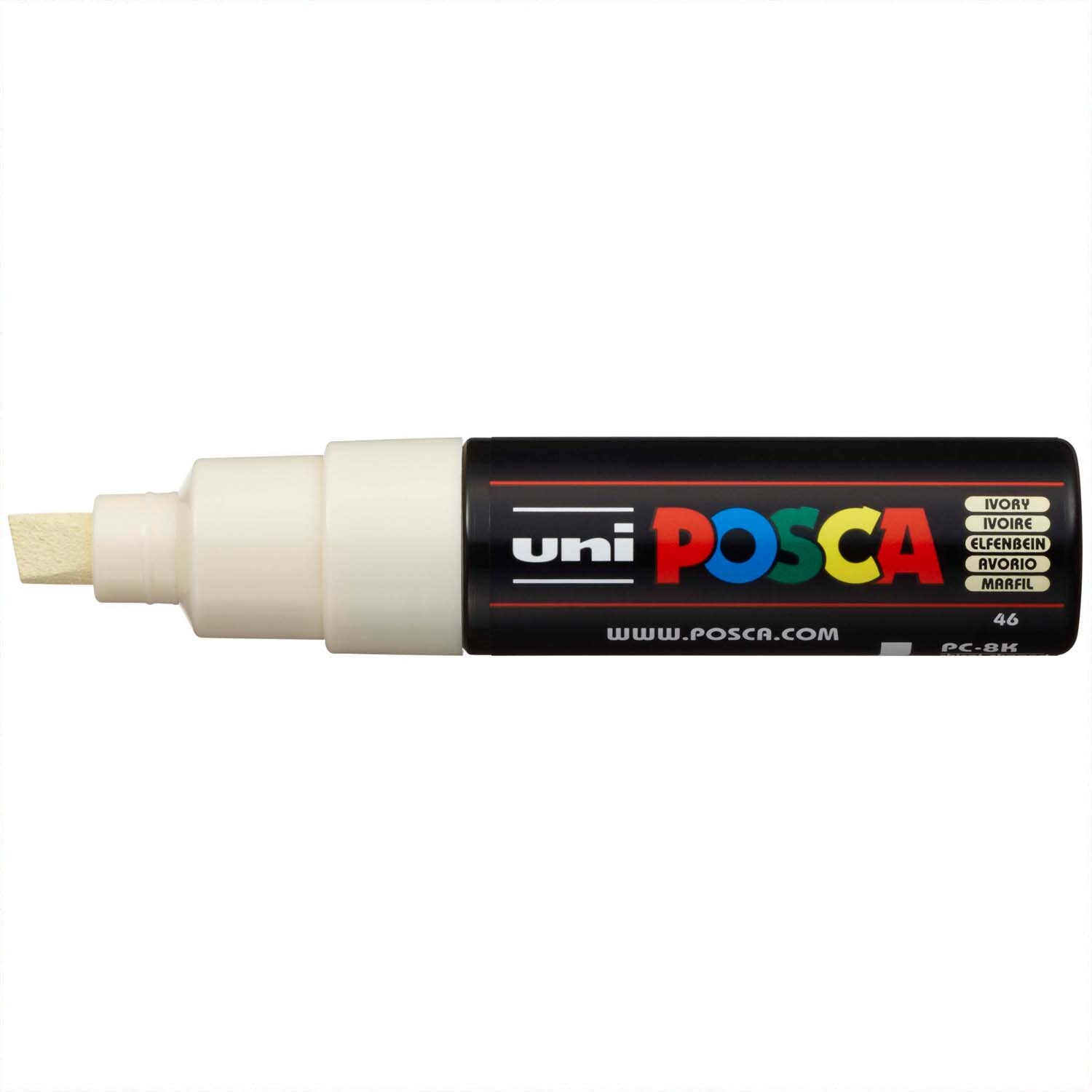 POSCA-Marker PC-8K 8mm in Elfenbein mit breiter Spitze, ideal für kreative Projekte.