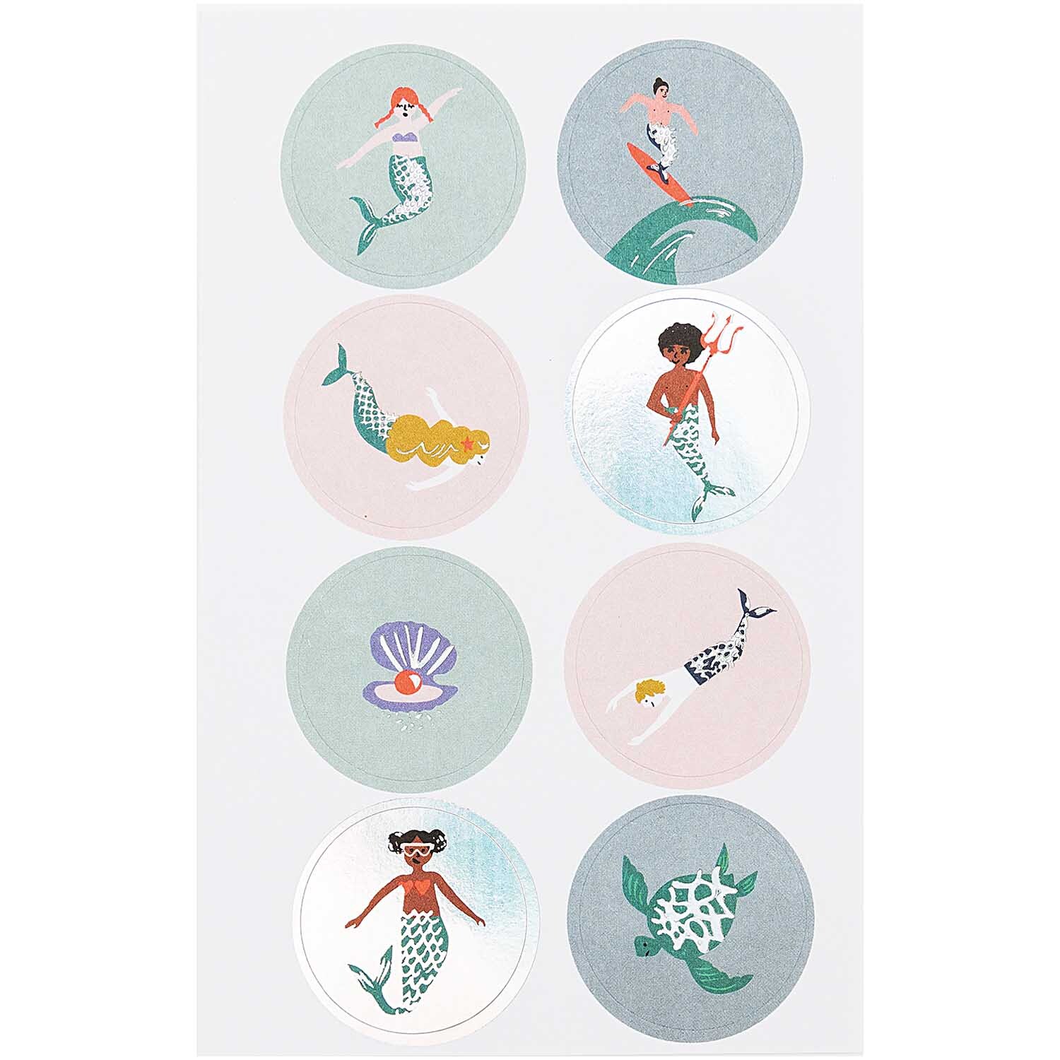 Paper Poetry Sticker Mermaid Meerjungfrauen 70 Stück zeigen bunte Meerjungfrauen und Meeresmotive. Ideal für kreative Bastelprojekte.