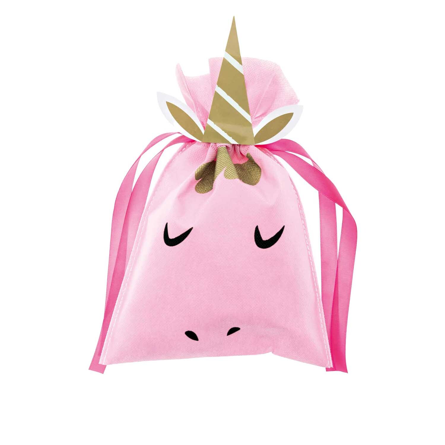 Paper Poetry Geschenktüte Einhorn in Rosa mit goldenen Details und Schleifen von Rico Design.