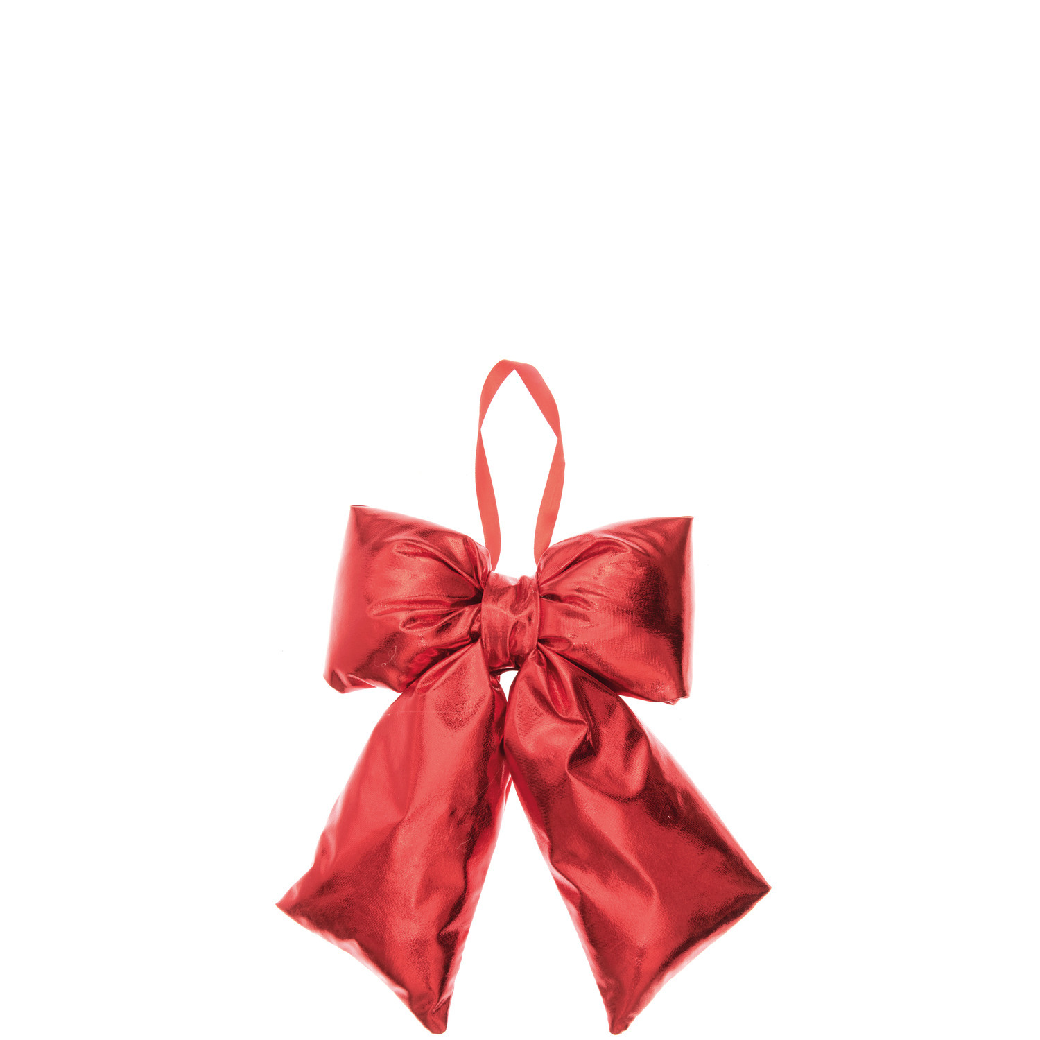 Weihnachtsschleife Rot von Rico Design: Große, glänzende rote Schleife mit Aufhängung, ideal für festliche Dekorationen.