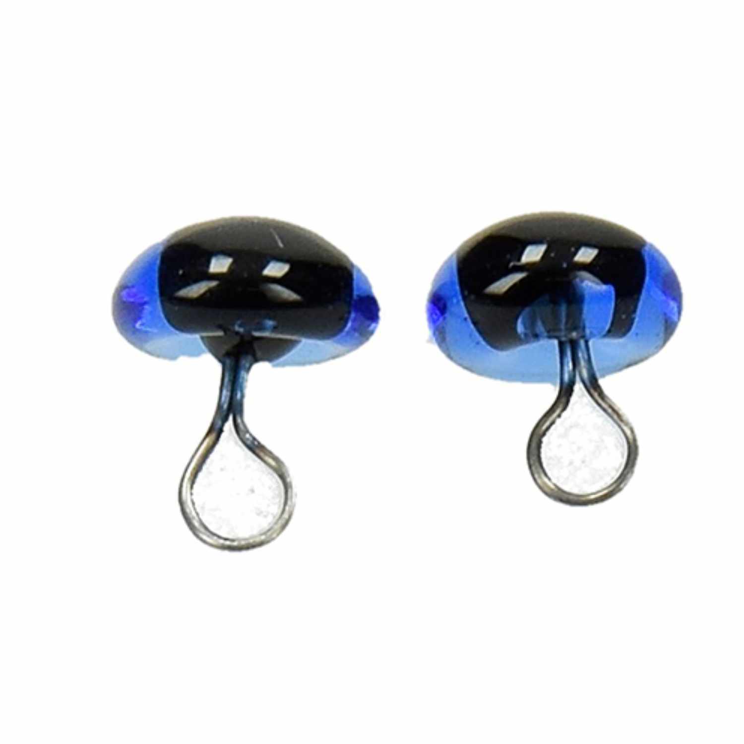 Tieraugen blau von efco: Zwei blaue, glänzende Tieraugen mit Metallstiel, ideal für Bastelprojekte.