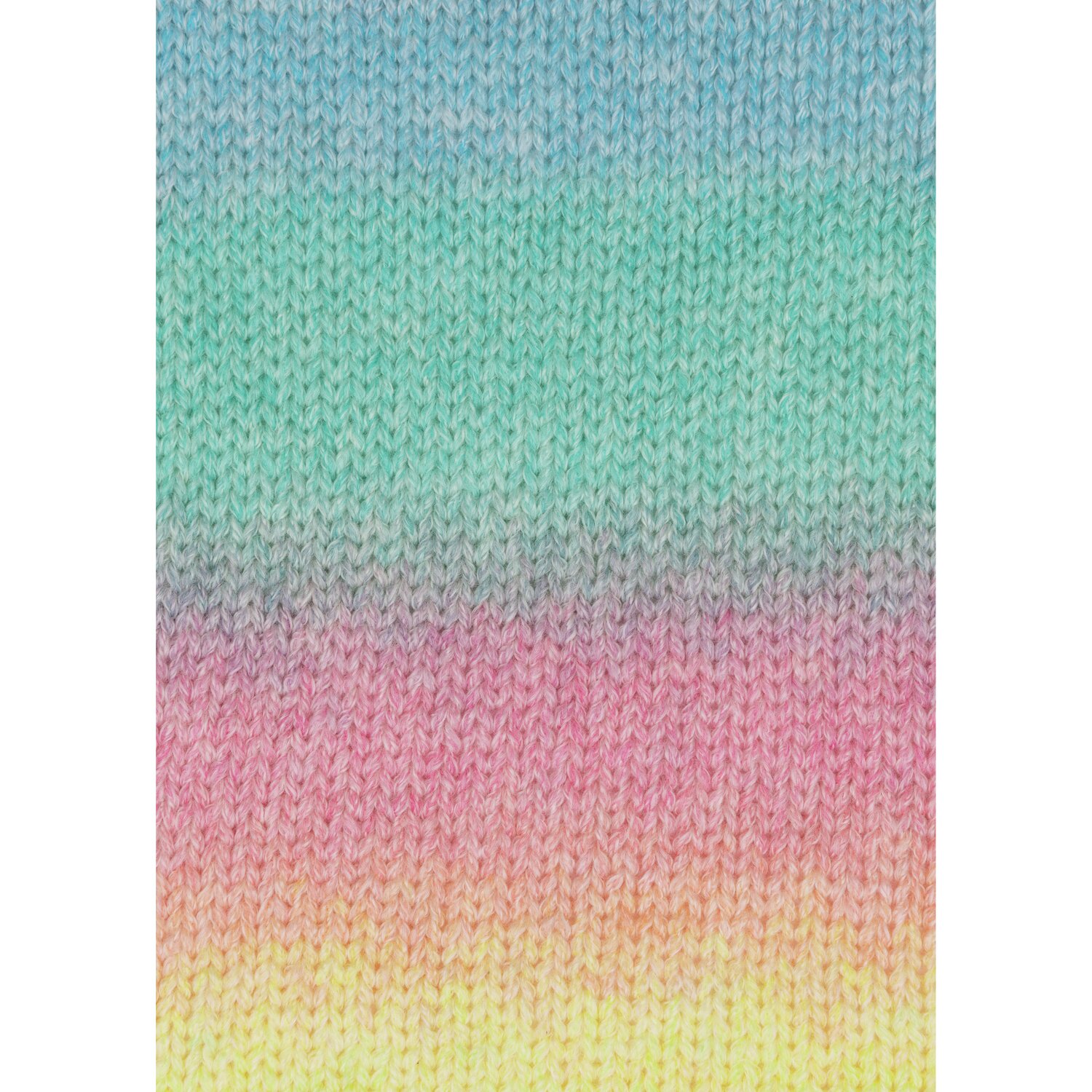 Fashion Cotton Light & Long dk: Strickmuster in sanften Regenbogenfarben, ideal für kreative Projekte.