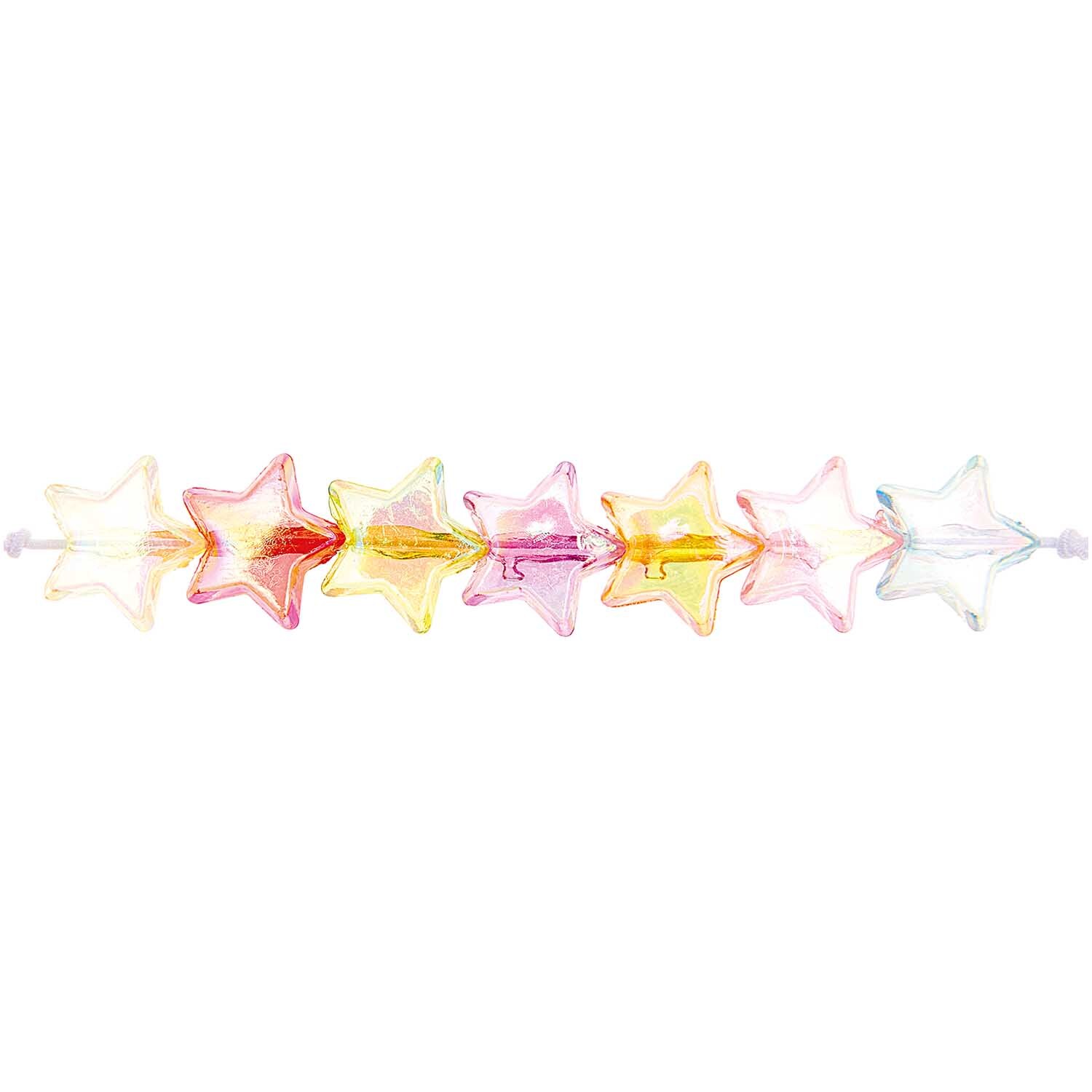 itoshii Stern Perlen in transparentem Farbmix, 14x5mm, 32 Stück, von Rico Design. Sternförmige Perlen in verschiedenen Farben.