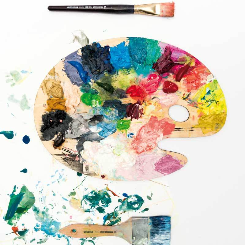 Prato Ölfarbe von Rico Design, 60ml. Eine bunte Palette mit Pinseln und lebendigen Farbtönen.