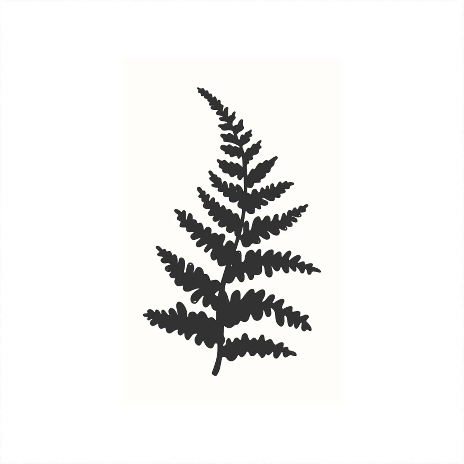 Stempel Farnzweig weiß 35x55mm zeigt einen detaillierten Farnzweig auf weißem Hintergrund. Ideal für kreative Projekte.