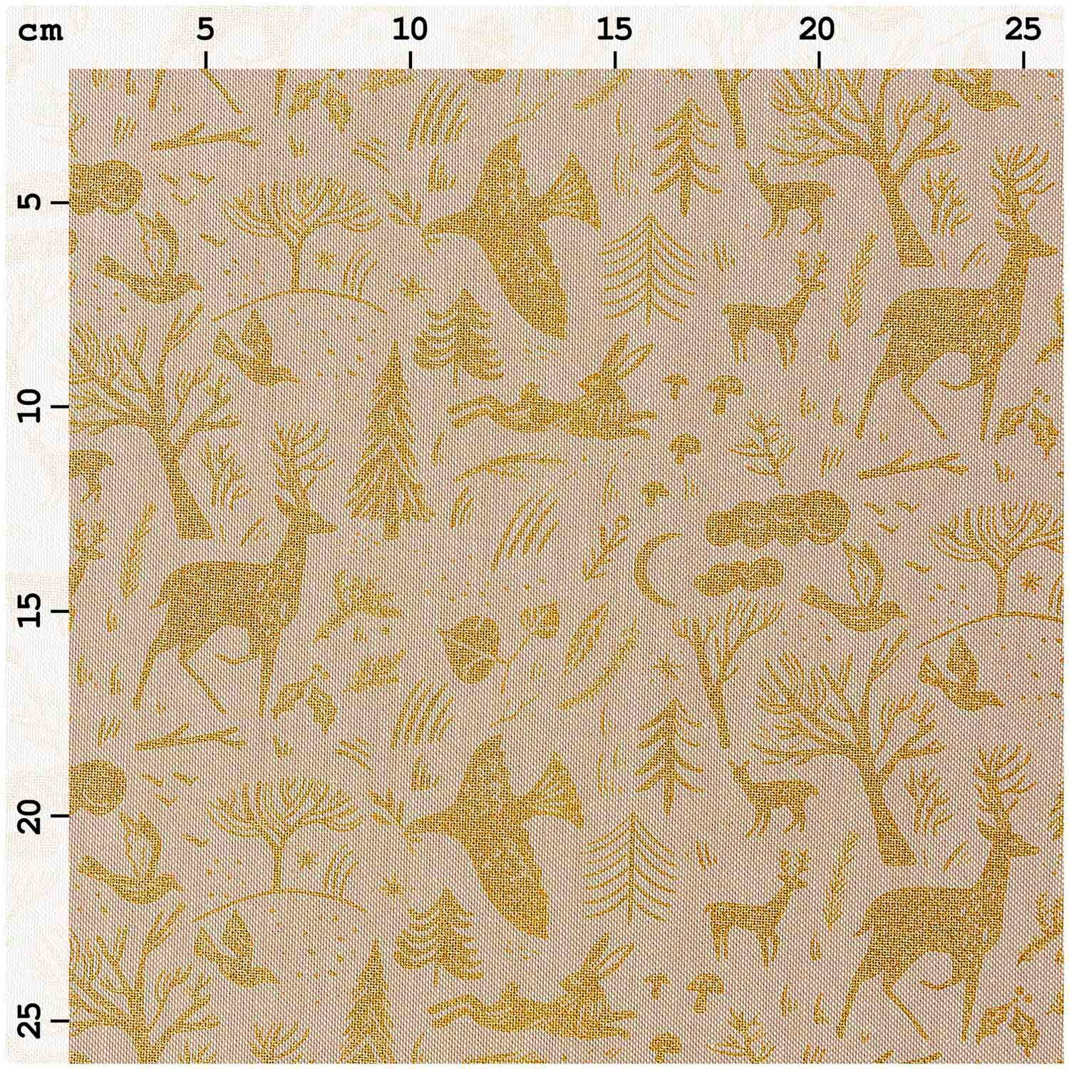 Stoff Leinenoptik Nostalgic Christmas Winterwald natur-gold 140cm von Rico Design