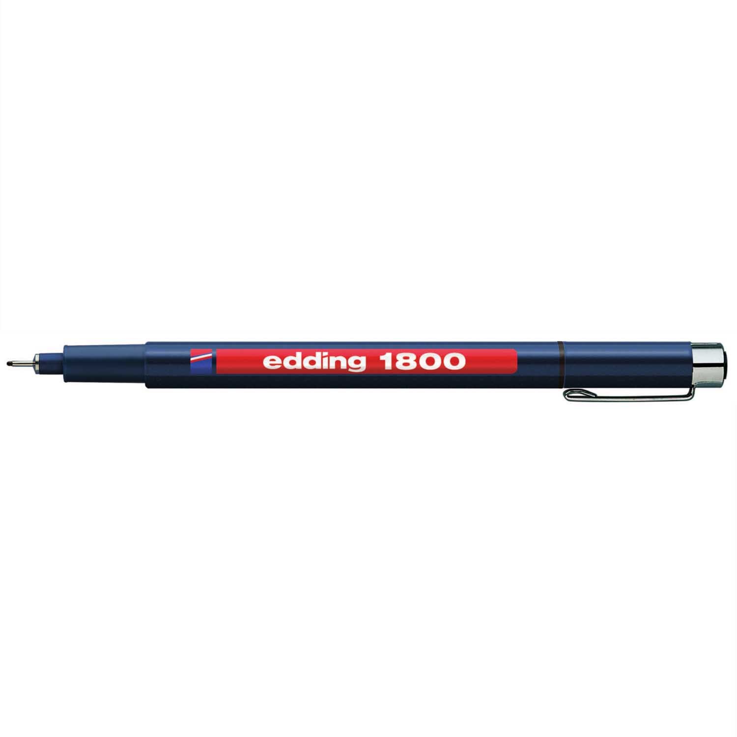 1800 profipen schwarz von edding, ein eleganter schwarzer Stift mit feiner Spitze und Clip. Ideal für präzises Schreiben und Zeichnen.